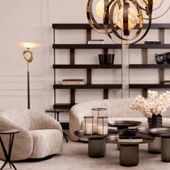 Floor Lamp, Antique Brass Finish, Black Finish, White Glass, Black Marble Base.