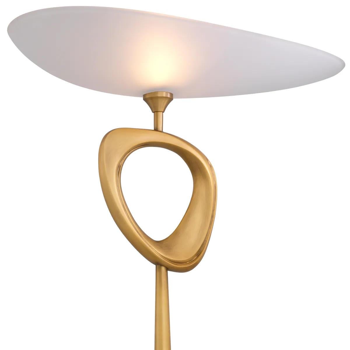 Stehleuchte, Messing antik, schwarz, weißes Glas, schwarzer Marmorsockel. (Moderne) im Angebot