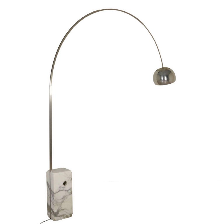 Floor Lamp Arco by Castiglioni Brothers for Flos Marble Steel Vintage Italy  1962 at 1stDibs | vintage arco lamp, flos marble lamp