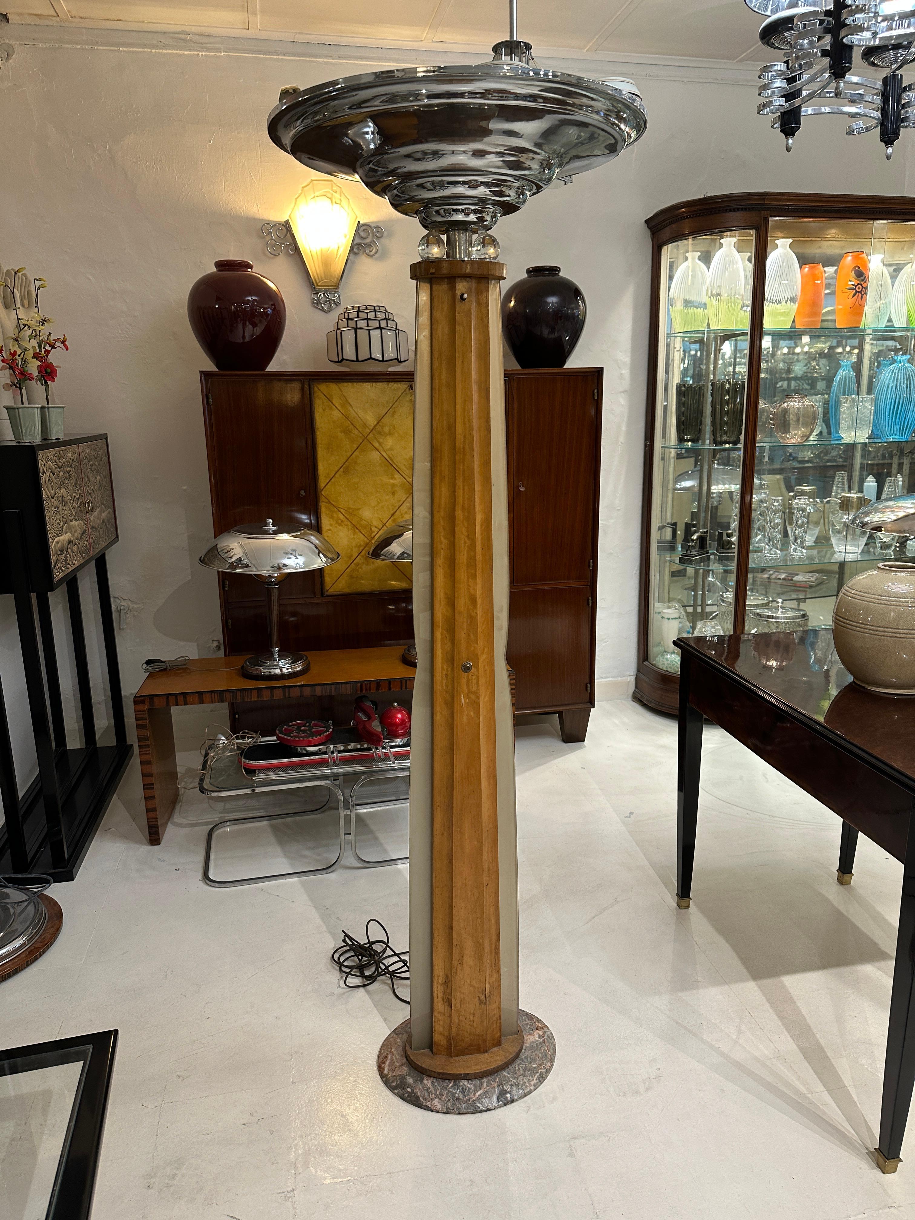 Floor Lamp Art Deco 1920, France, Material, Wood For Sale 7