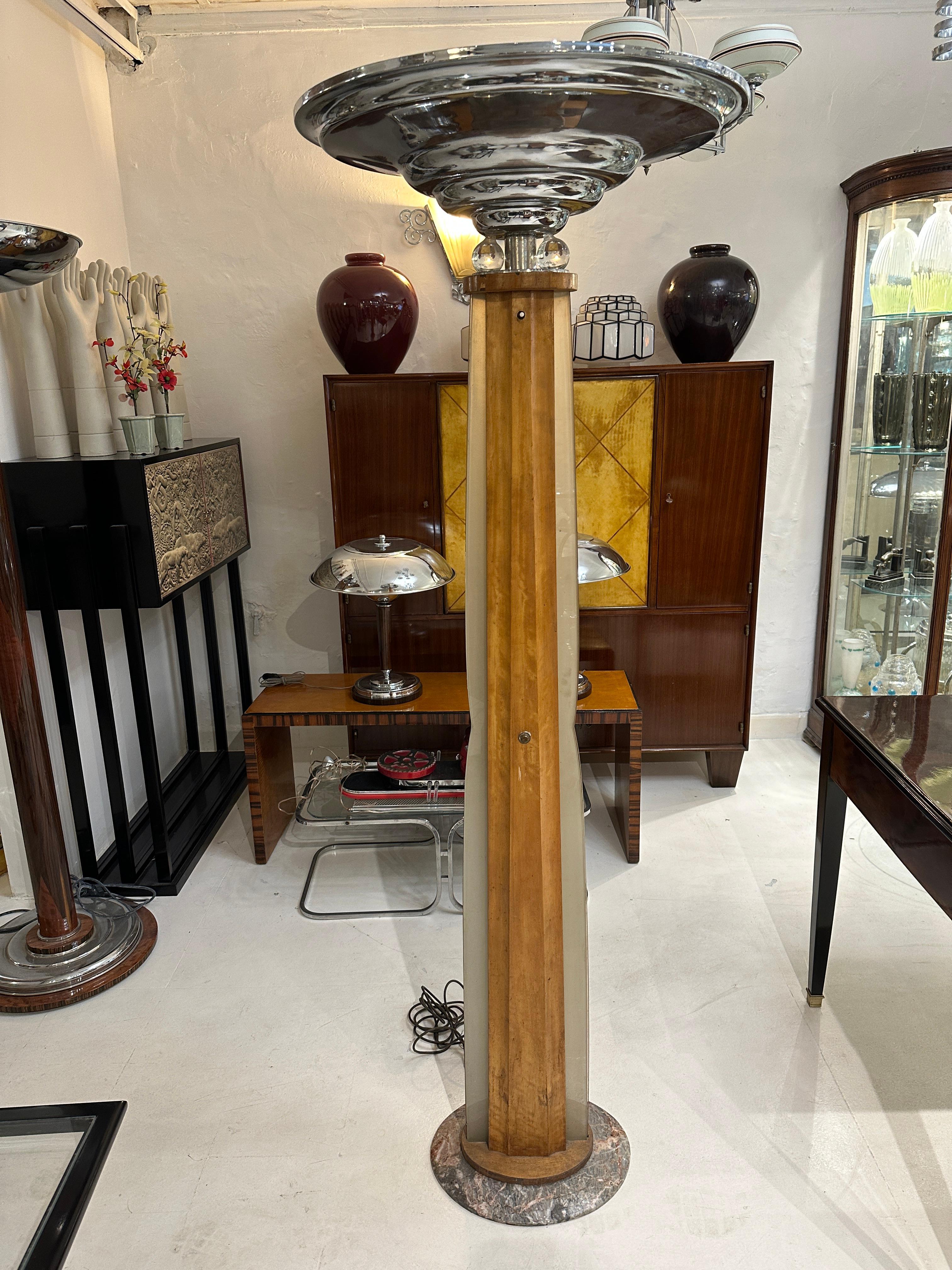 French Floor Lamp Art Deco 1920, France, Material, Wood For Sale