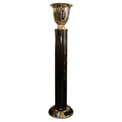 Vintage Floor Lamp Art Deco 1920, France, Materials: Wood, Glass and Chrome