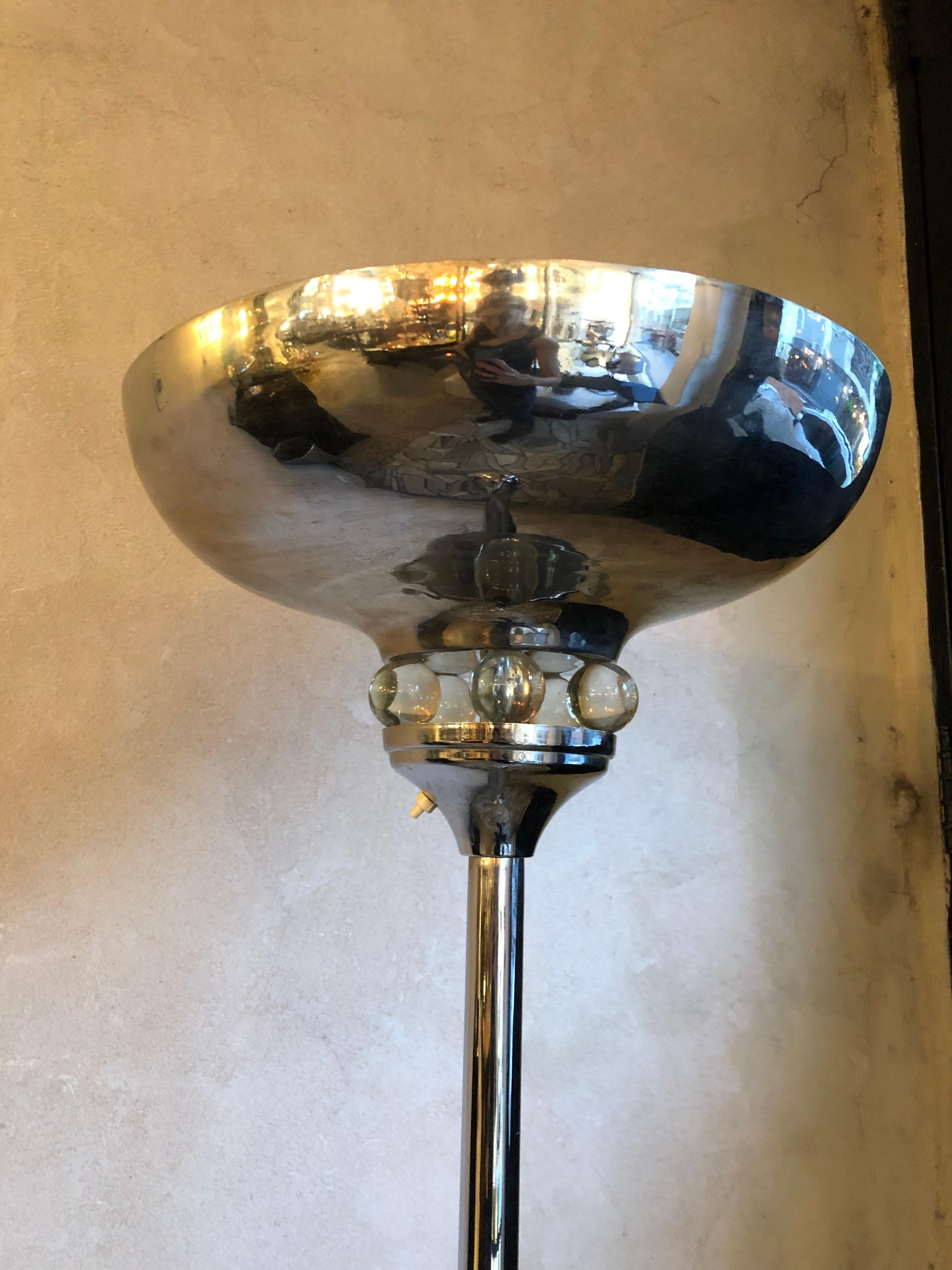 Lámpara de Pie Art Decó 1920, Alemana, Materiales: Cromo y Cristal Alemán en venta