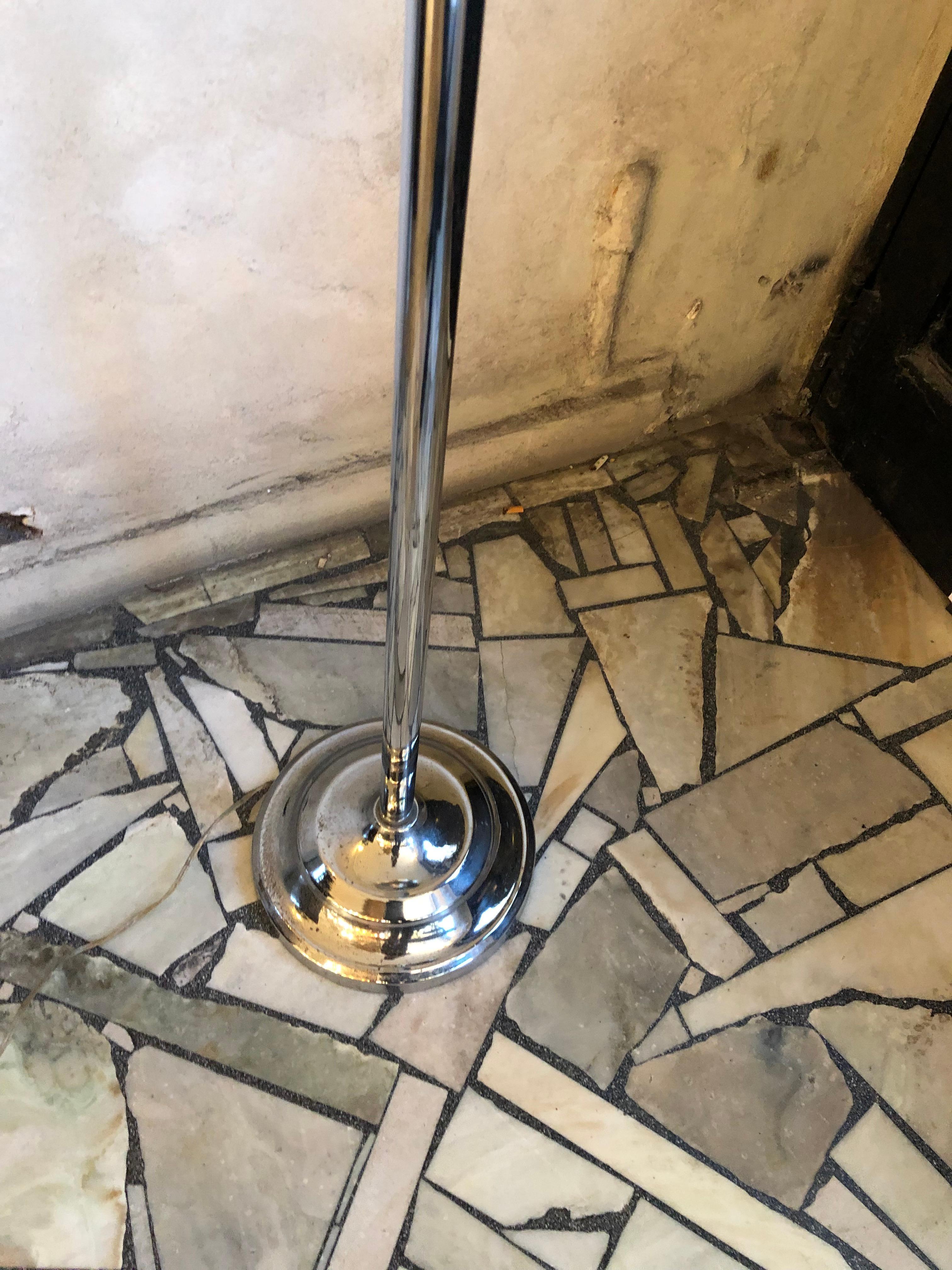 Floor Lamp Art Deco 1920, German, Materials: Chrome and Glass For Sale 1