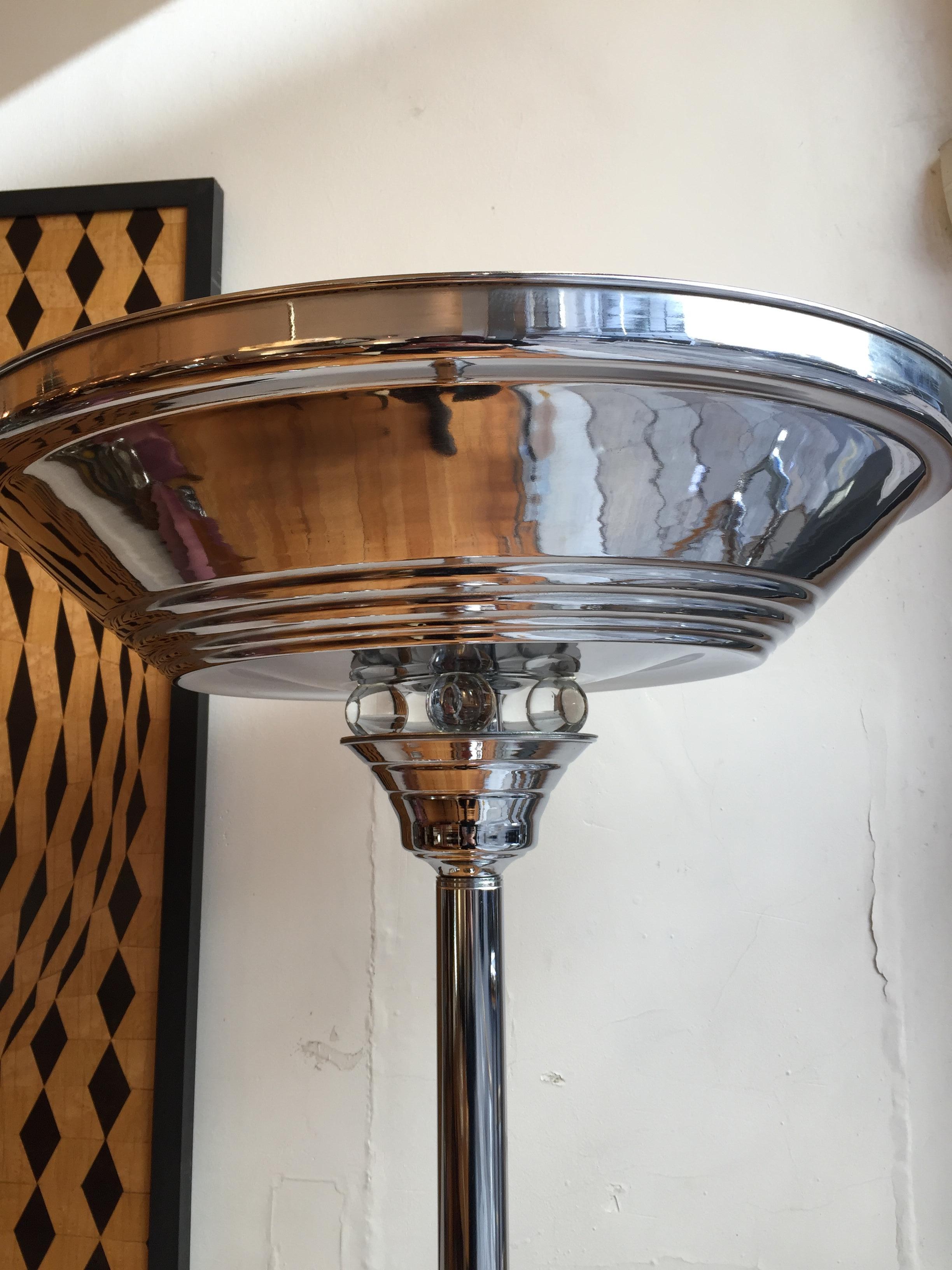Floor Lamp Art Deco 1930, France, Materials: Chrome and Glass For Sale 1
