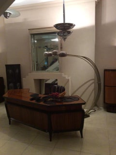 Floor Lamp Art Deco 1930, Germany, Materials: Marble and Original Chromed Bronze