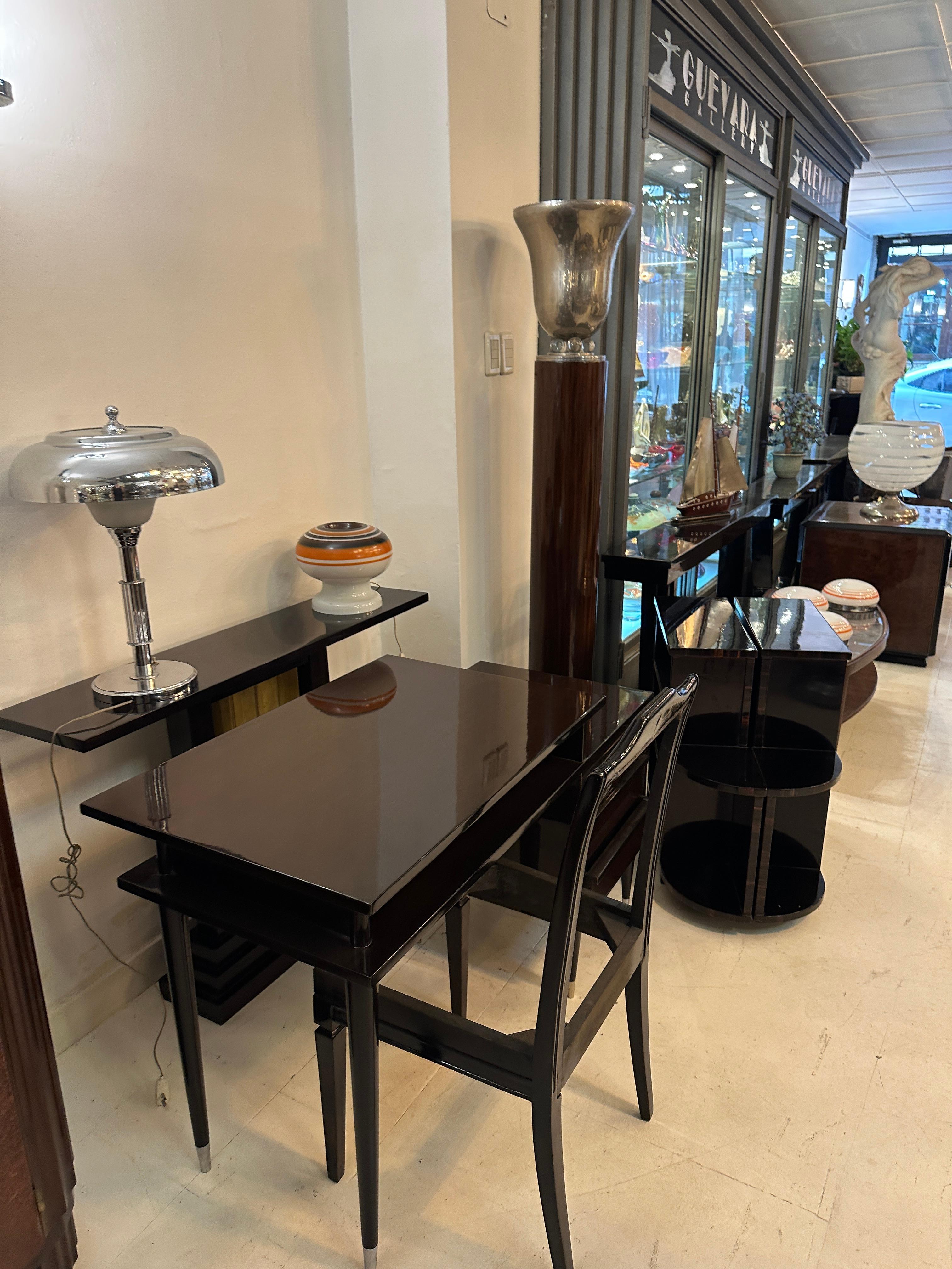 Lámpara de Pie Art Decó 1930, Francia, Materiales, Madera, Cristal y Bronce Cromado en venta 4