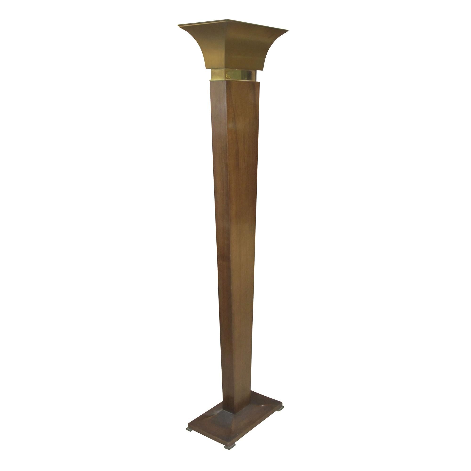 Lámpara de Pie Art Decó 1930, Francia, Materiales: Madera, Espejo y Bronce en Bueno estado para la venta en Ciudad Autónoma Buenos Aires, C