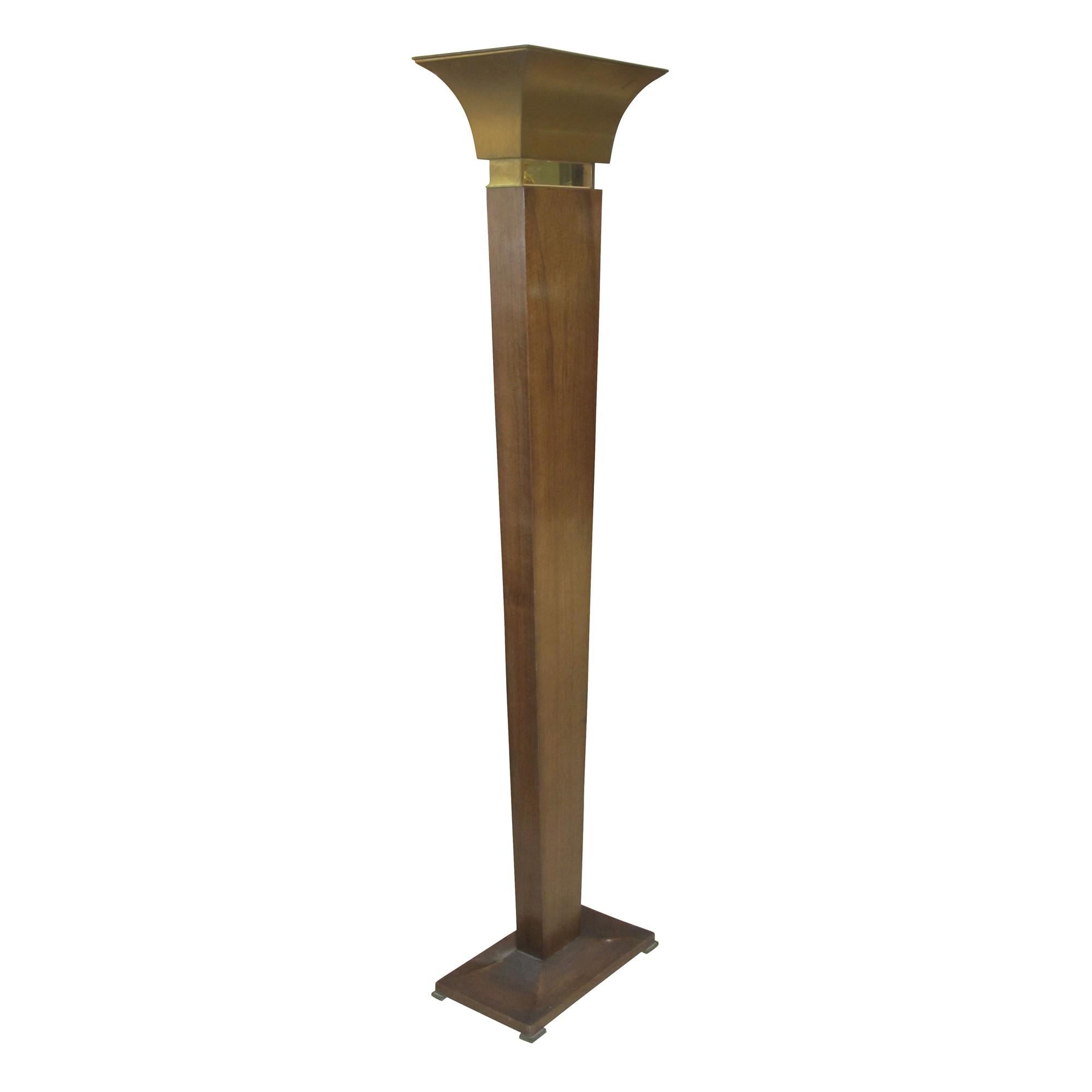 Floor Lamp Art Deco 1930, France, Materials: Wood, Mirror and Bronze In Good Condition For Sale In Ciudad Autónoma Buenos Aires, C