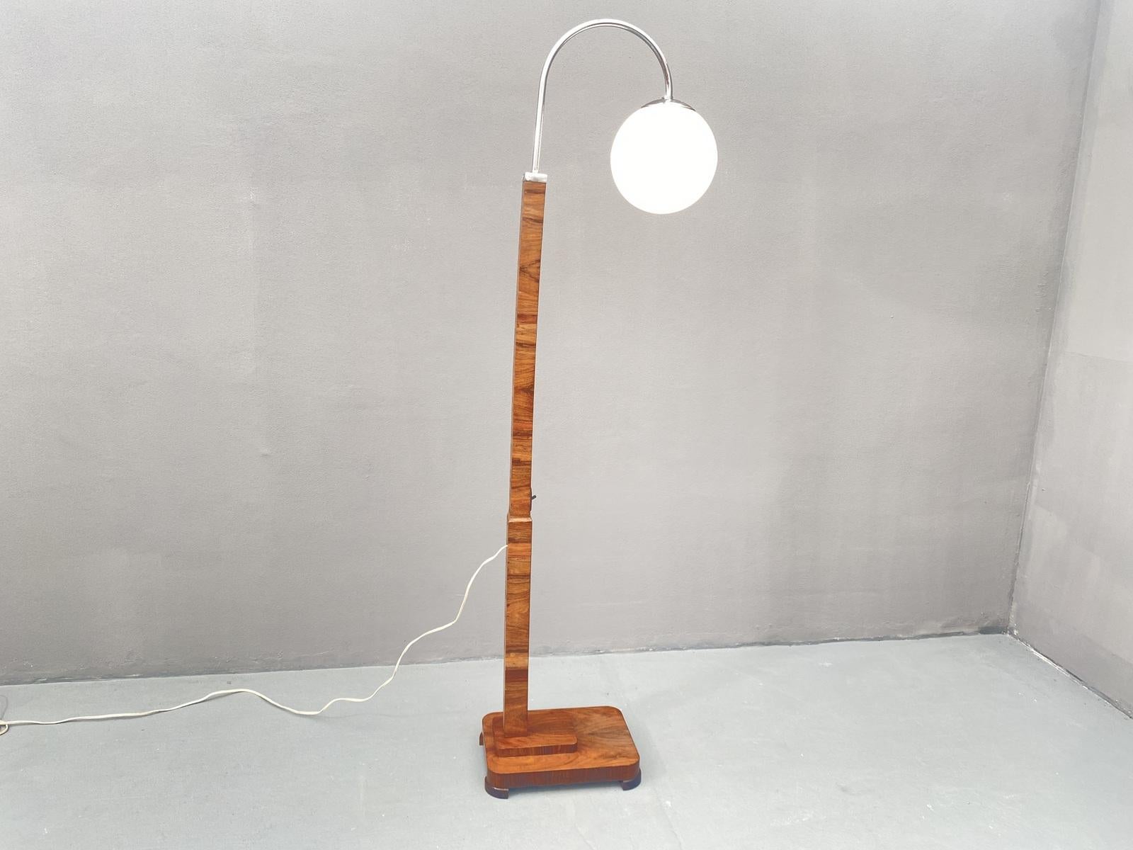 Veneer Floor lamp ART DECO, 1930´s, Czechoslovakia For Sale