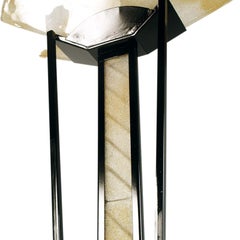 Floor Lamp Art Decò style 1970s by Av Mazzega , laquered steel and Murano Glass