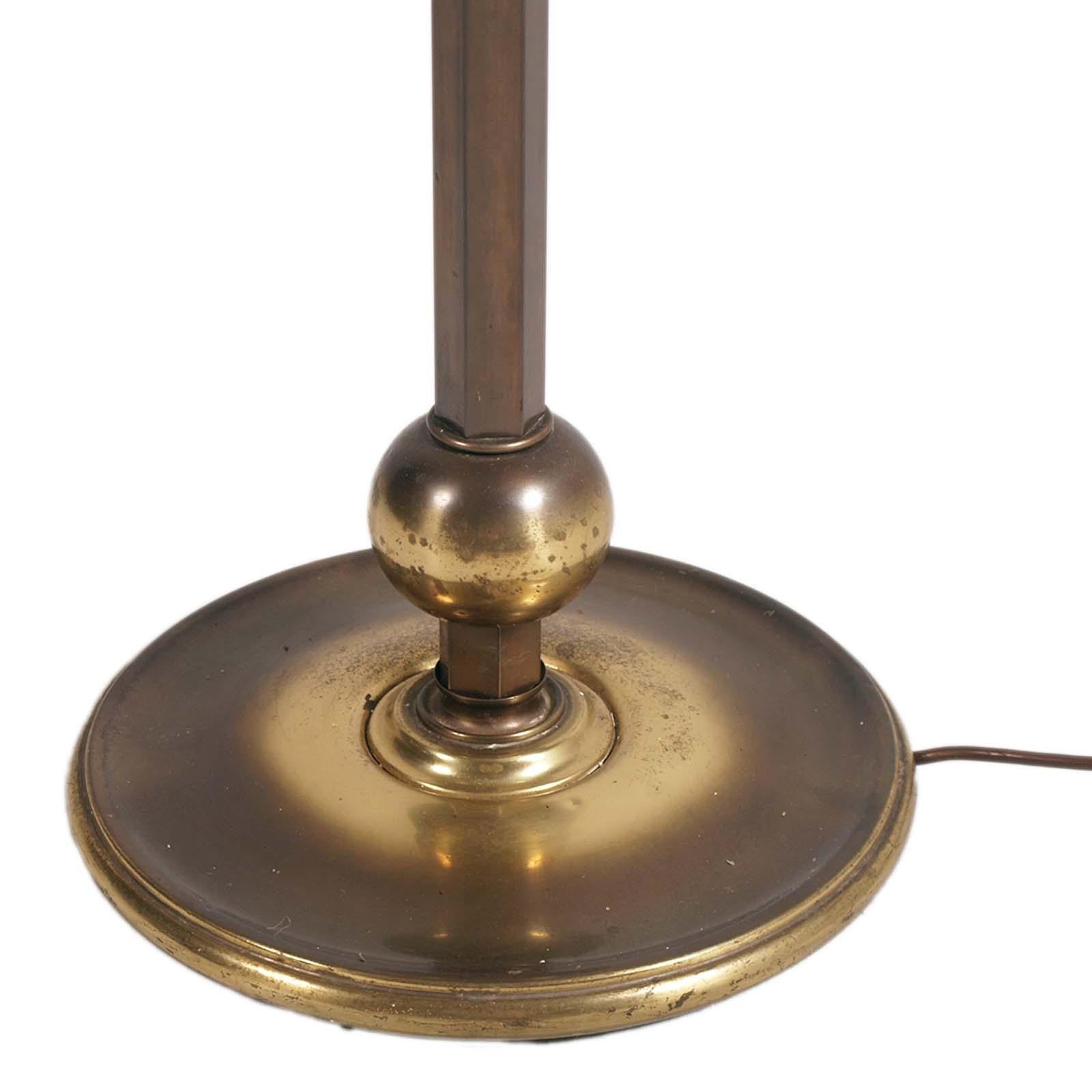 Italian Floor Lamp Art Decò Style in Burnished Brass by Bottega Gadda, Milano, 1970s For Sale