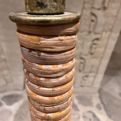 Floor Lamp Articulated Shell Cane & Brass Mid Century Tommaso Barbi