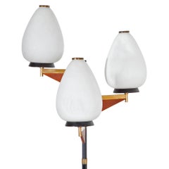 Floor Lamp with opaque glass lamp shades, Attributed to Stilnovo, Italy, 1950s