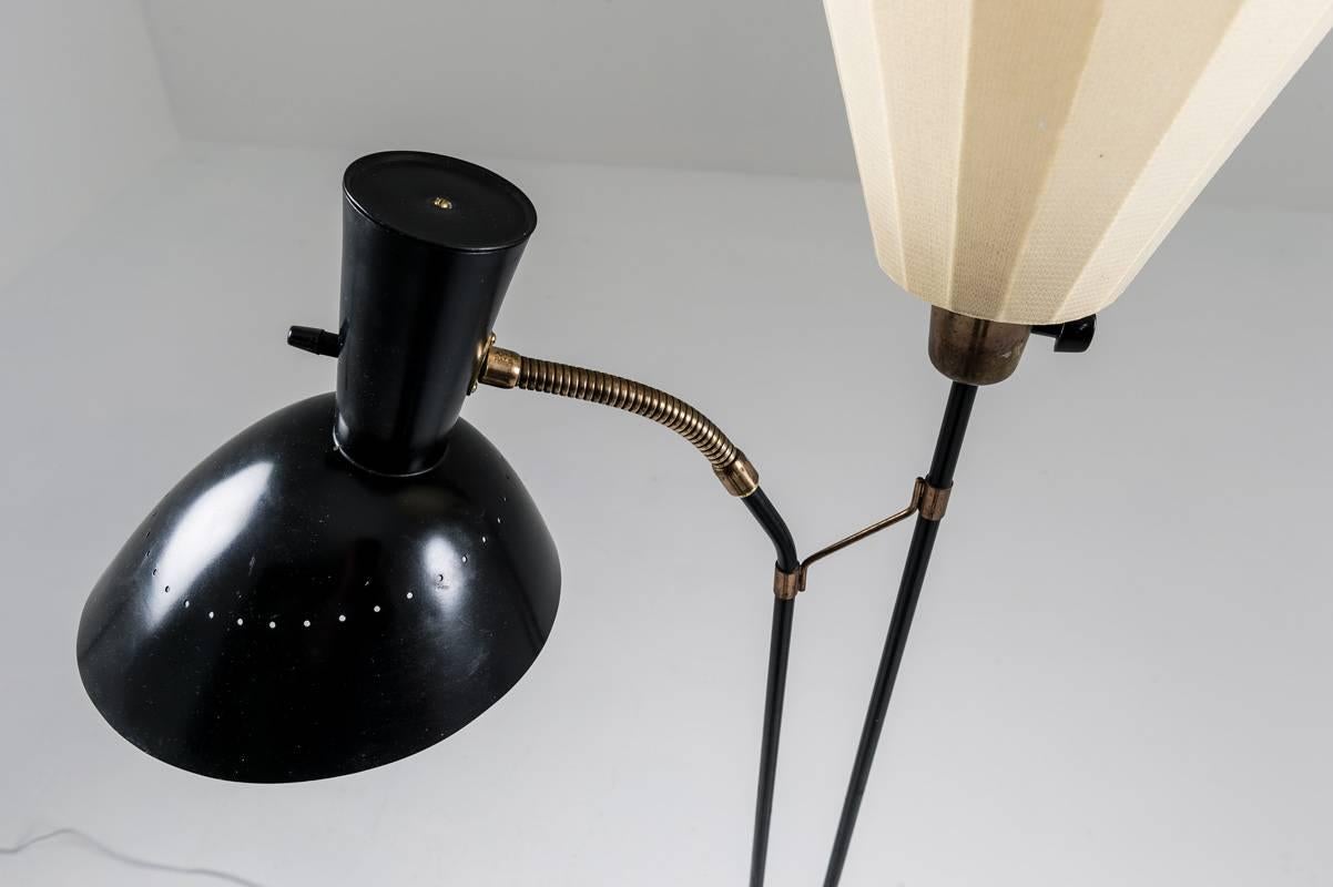 Metal Floor Lamp Attributed to Hans Bergström for Ateljé Lyktan, 1950s, Sweden