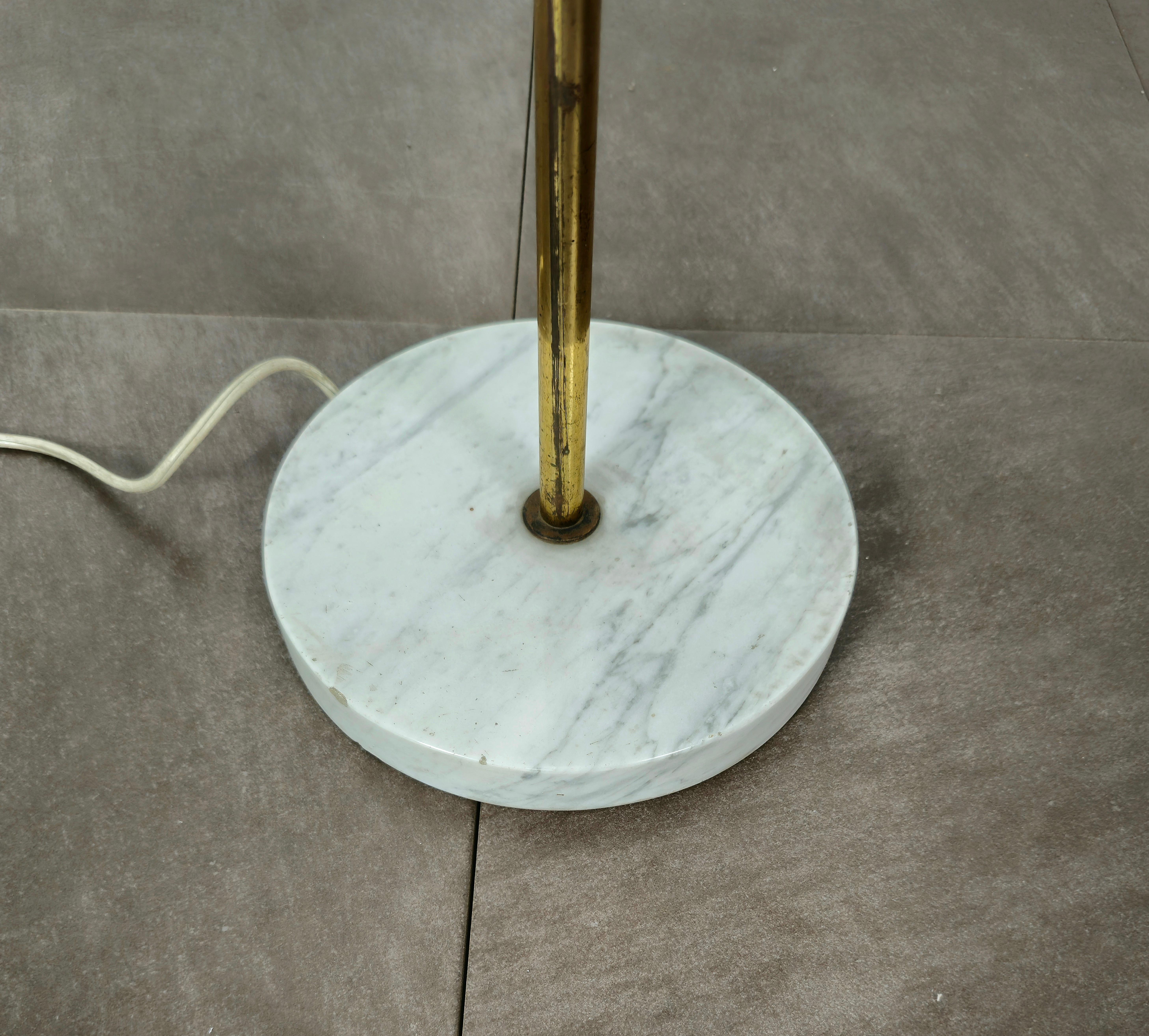 Floor Lamp Attributed to Stilnovo Brass Aluminum Marble Midcentury, Italy, 1950s For Sale 6