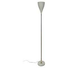 Retro Floor Lamp Attributed to Stilnovo Brass Aluminum Marble Midcentury, Italy, 1950s