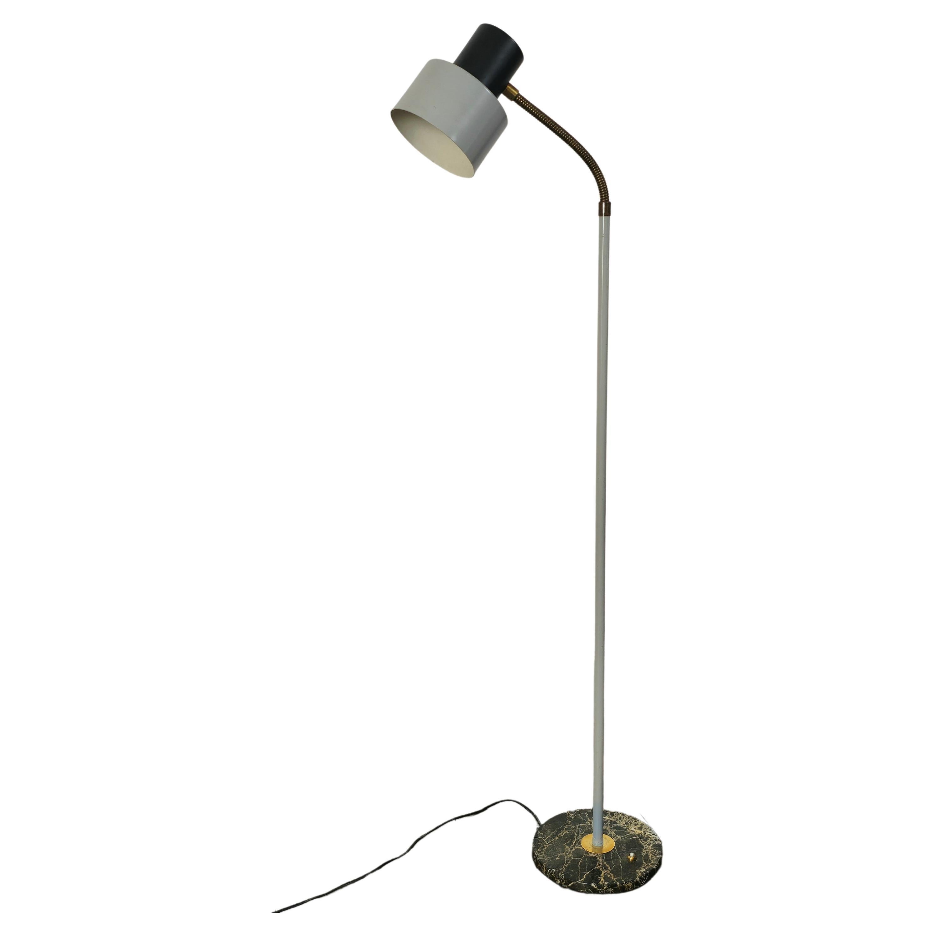 Floor Lamp Attributed to Stilux Aluminum Brass Marble Midcentury, Italy, 1950s For Sale