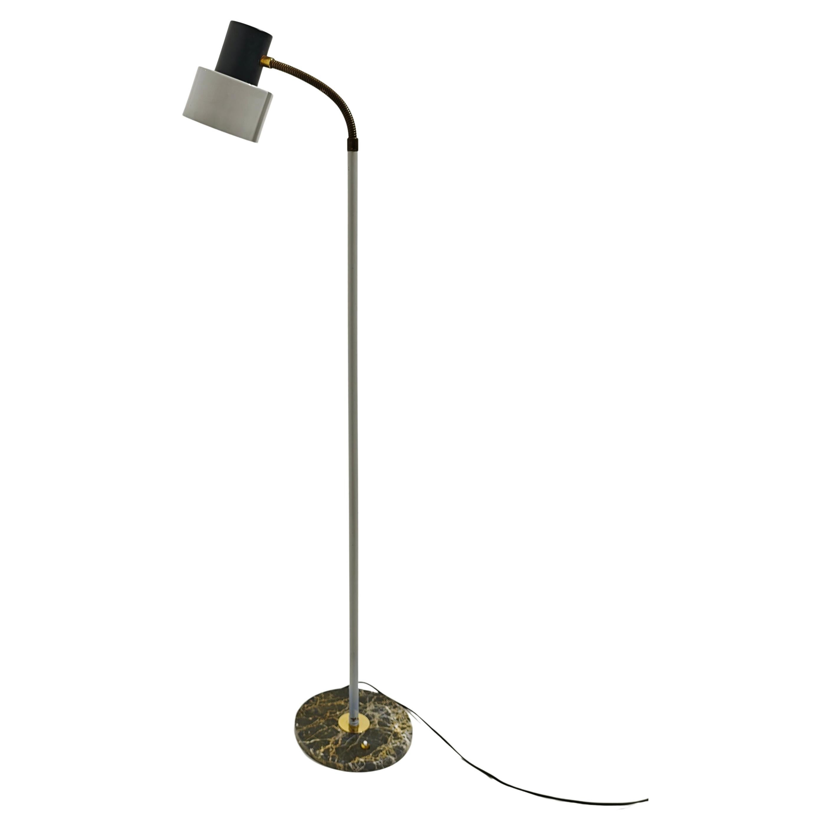Lampada da terra Attribuita a Stilux Alluminio Ottone Marmo Medioevo, Italia, anni '1960