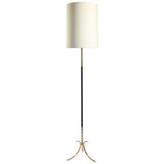 Floor Lamp Bamboo 1960s Wrought Iron and Brass Maison Honoré