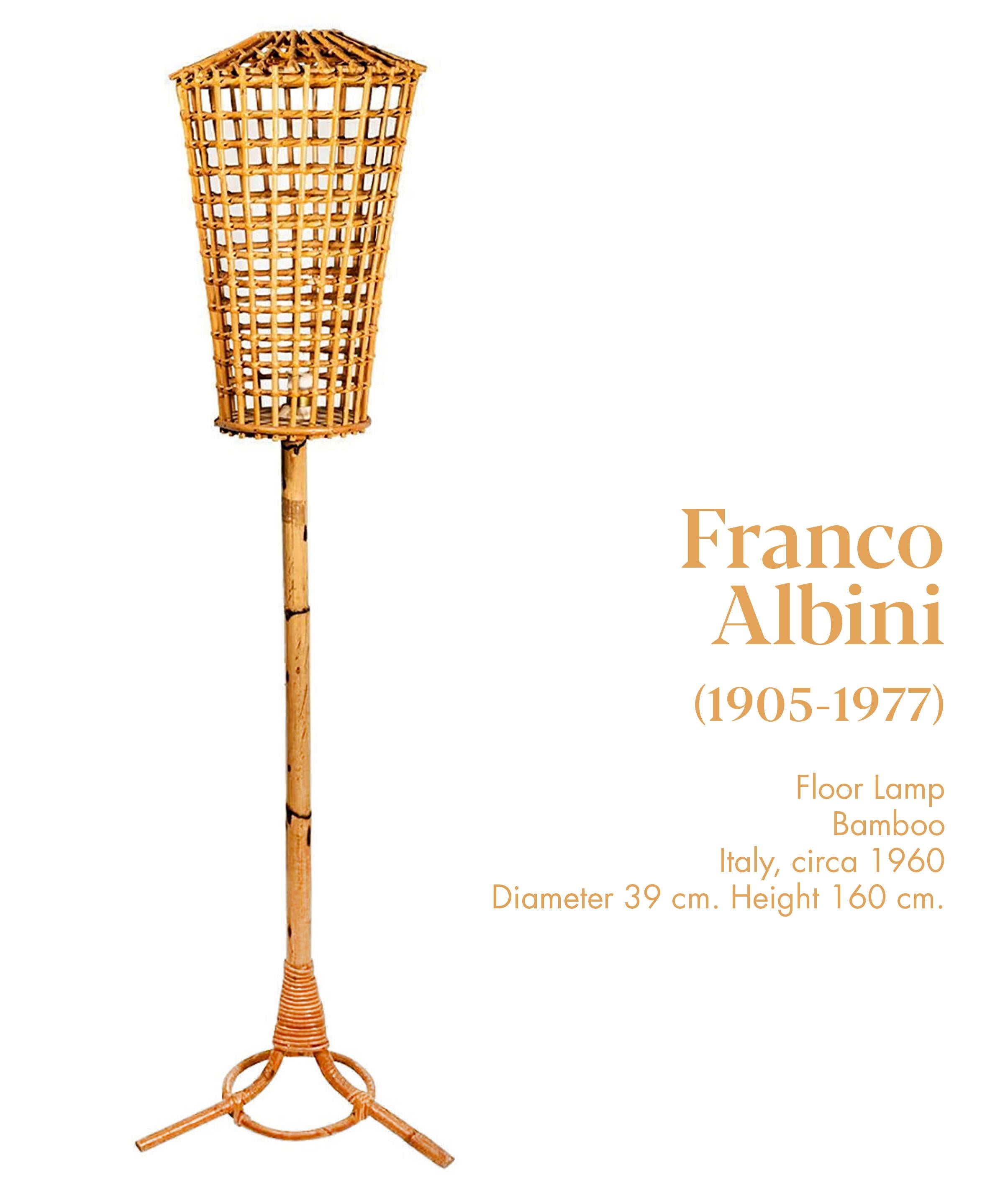 Franco Albini, Floor Lamp, Bamboo, Italy, circa 1960 In Good Condition In Nice, Cote d' Azur