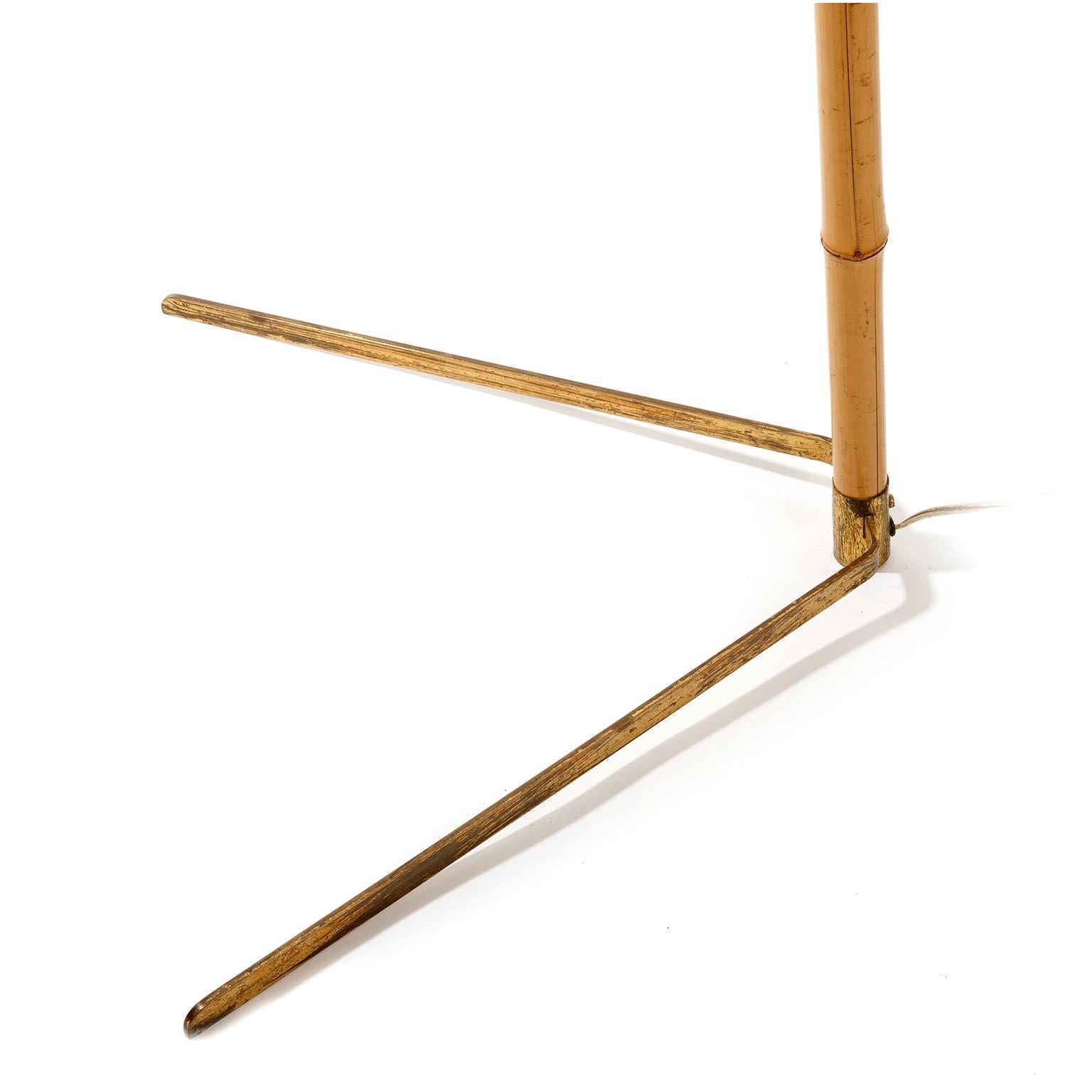 Floor Lamp, Bamboo Straw Patinated Brass, 1960 2