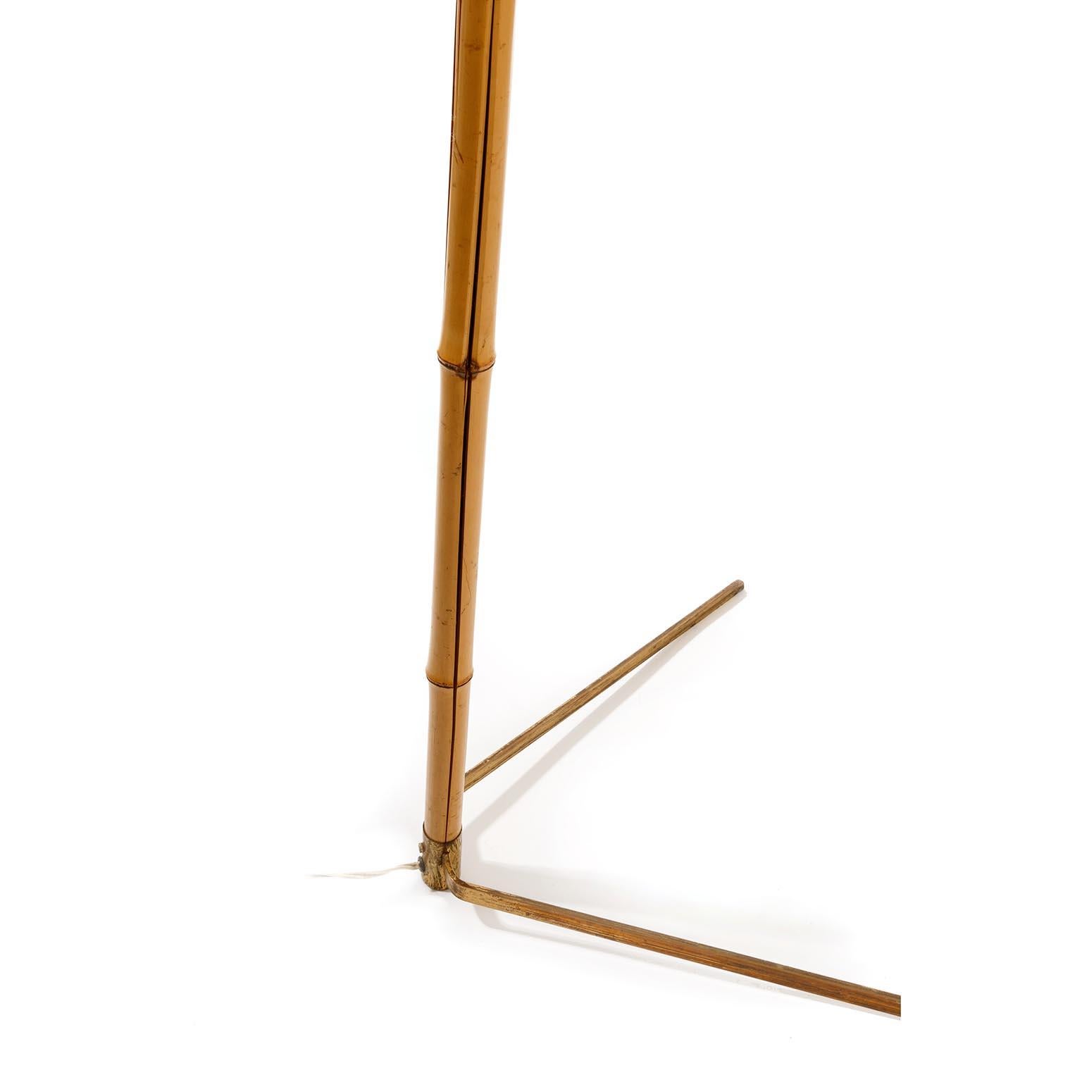 Floor Lamp, Bamboo Straw Patinated Brass, 1960 4