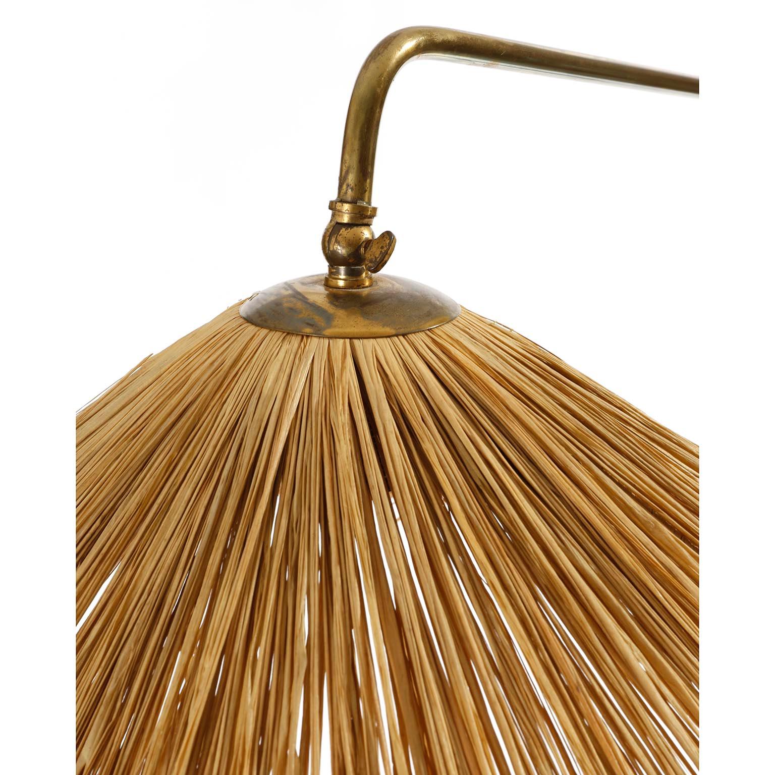 Floor Lamp, Bamboo Straw Patinated Brass, 1960 In Good Condition In Hausmannstätten, AT