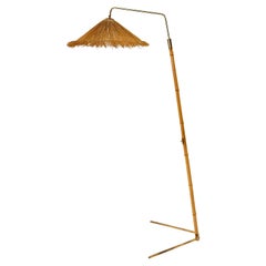 Floor Lamp, Bamboo Straw Patinated Brass, 1960