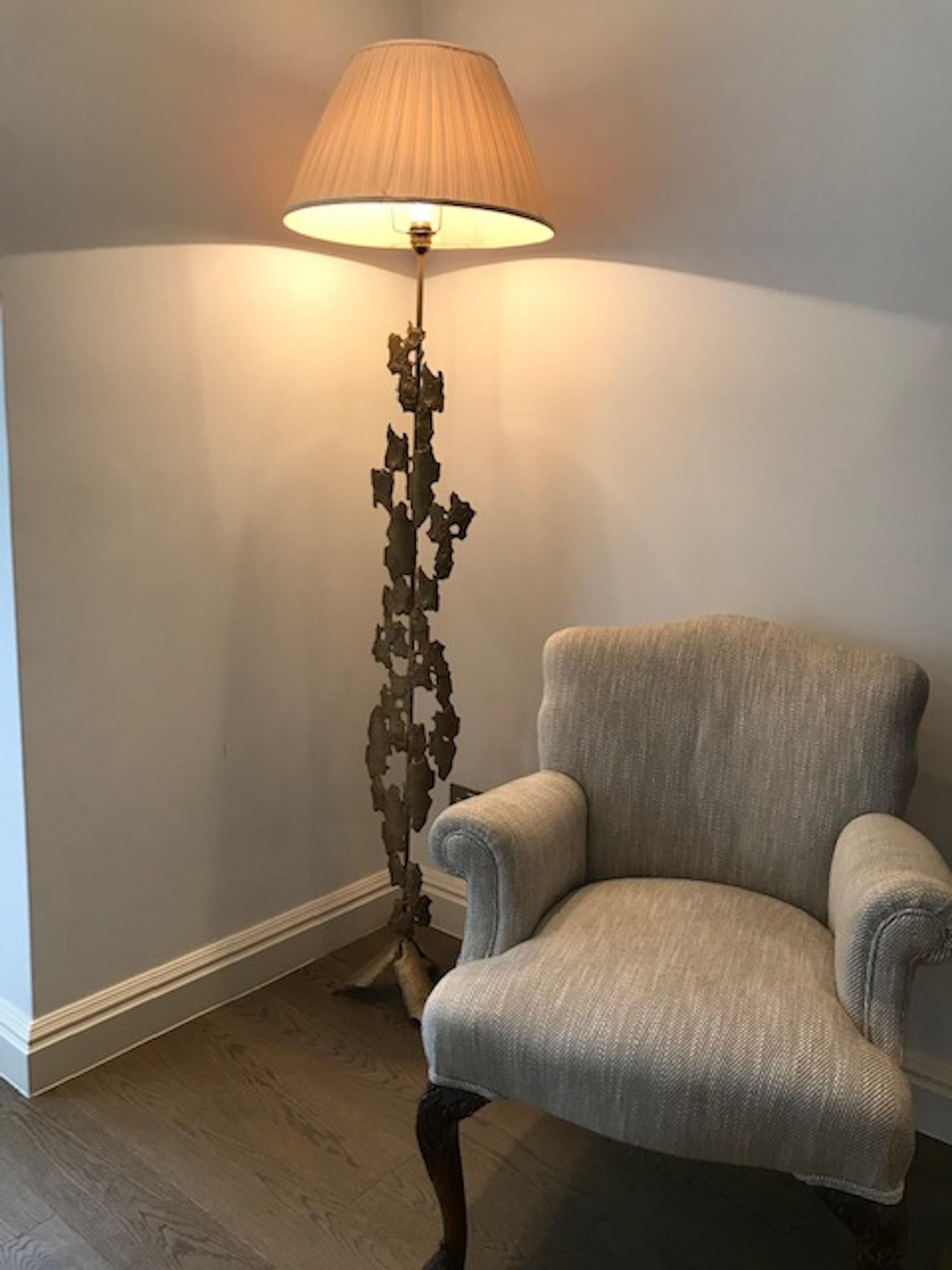 British  Bronze Floor Lamp 'Tree bark'  - Hand crafted and cast For Sale