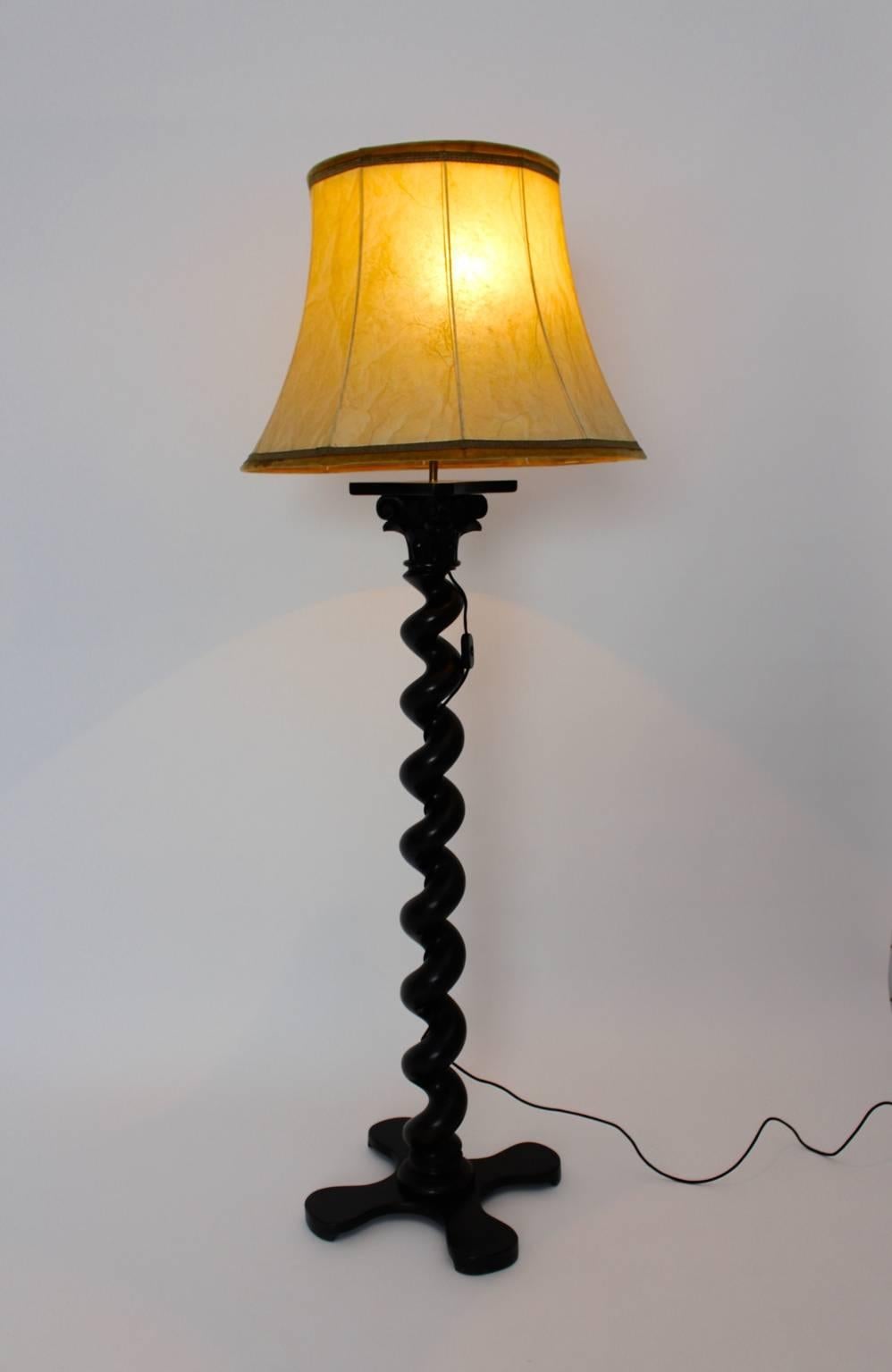 Mid-Century Modern Mid Century Modern Vintage Beech Floor Lamp Baroque Style, 1950s For Sale