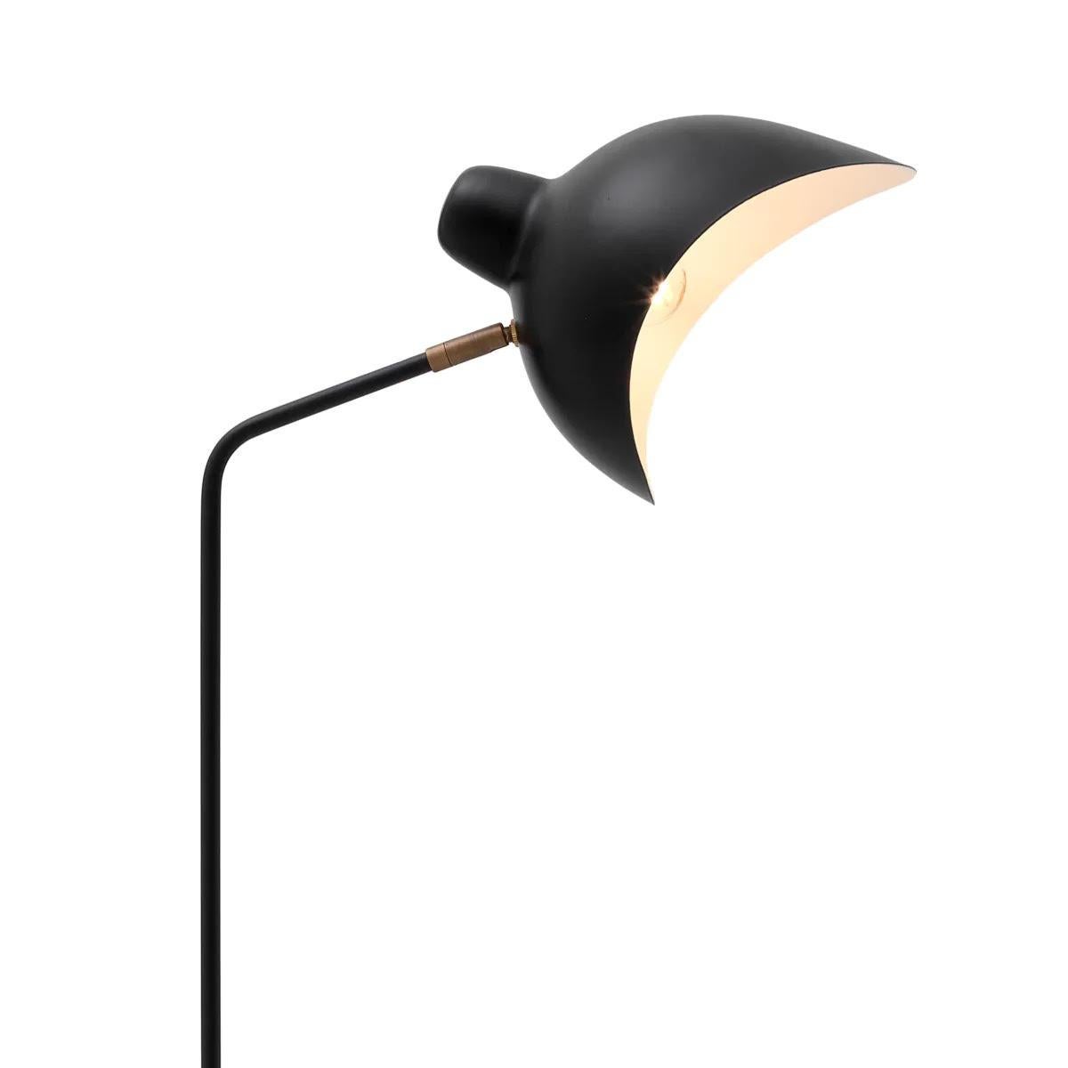 French Floor Lamp, Black Finish, Black Marble Base. For Sale
