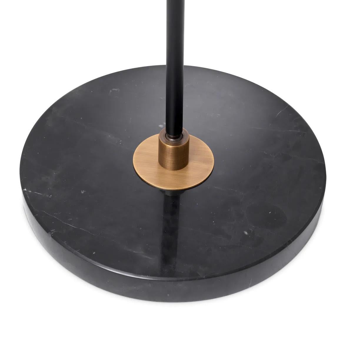 Floor Lamp, Black Finish, Black Marble Base. In New Condition For Sale In Saint-Ouen, FR
