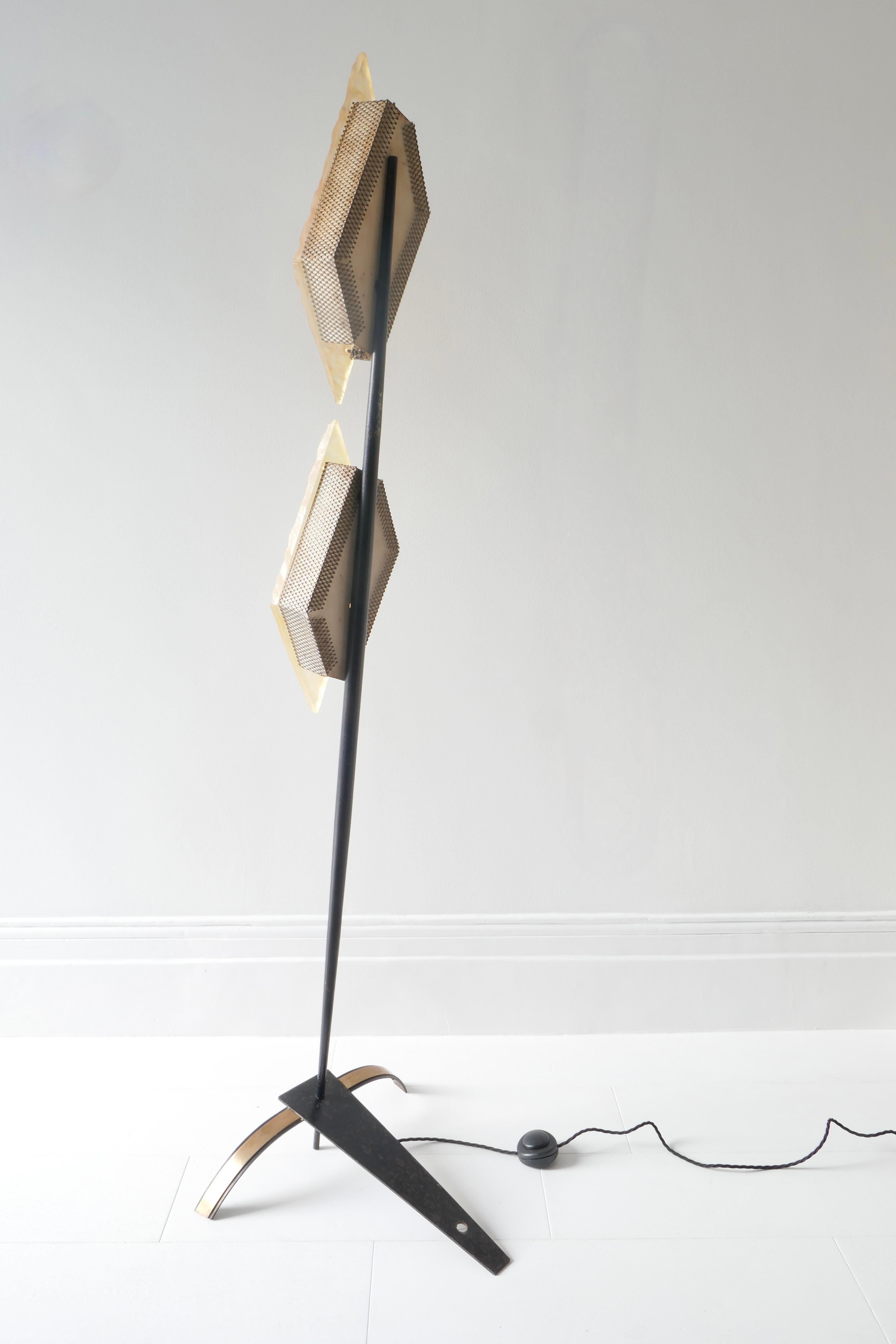 Floor Lamp Black Metal Leg and Lucite by Maison Lunel, France, 1950s For Sale 4