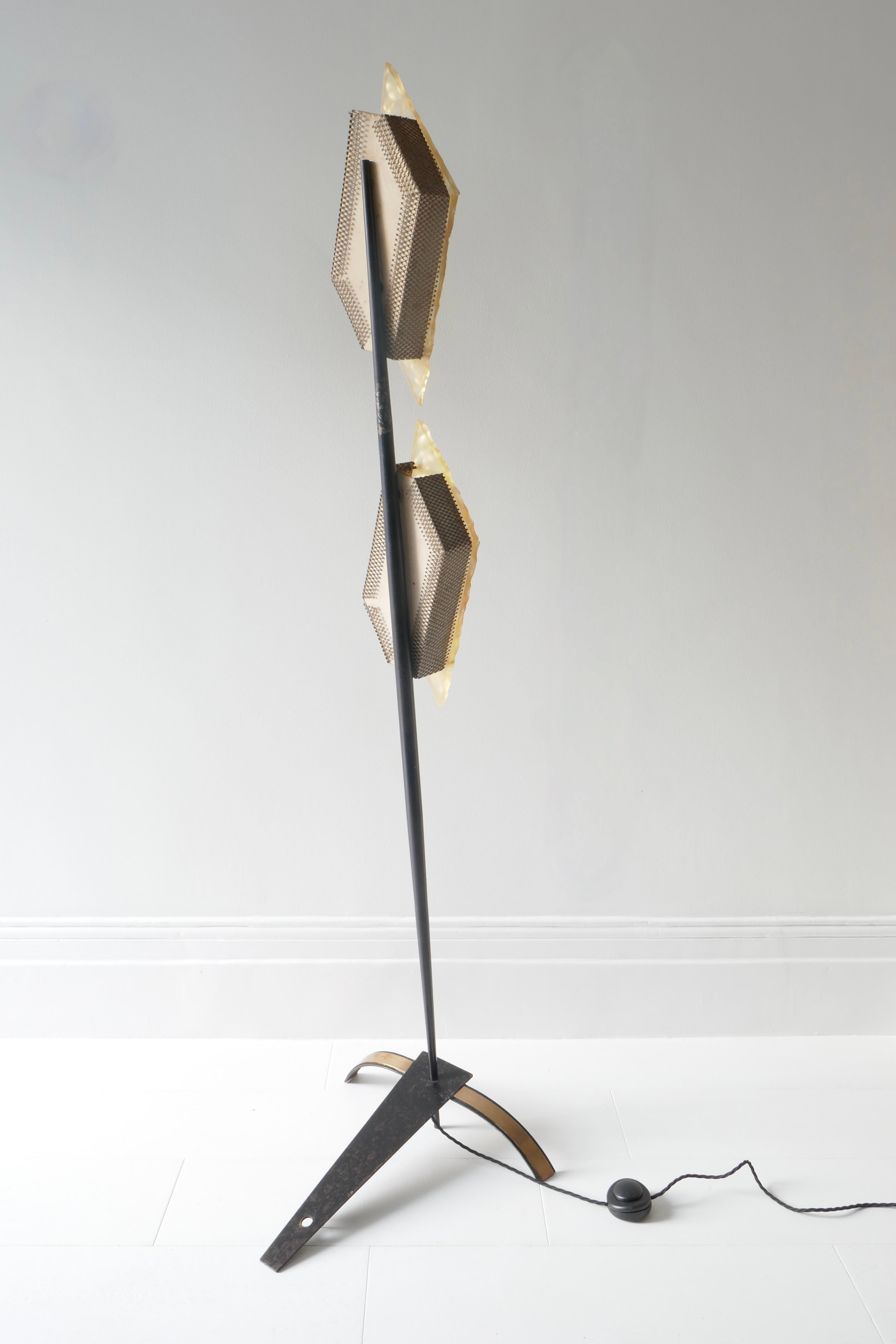 Floor Lamp Black Metal Leg and Lucite by Maison Lunel, France, 1950s For Sale 5