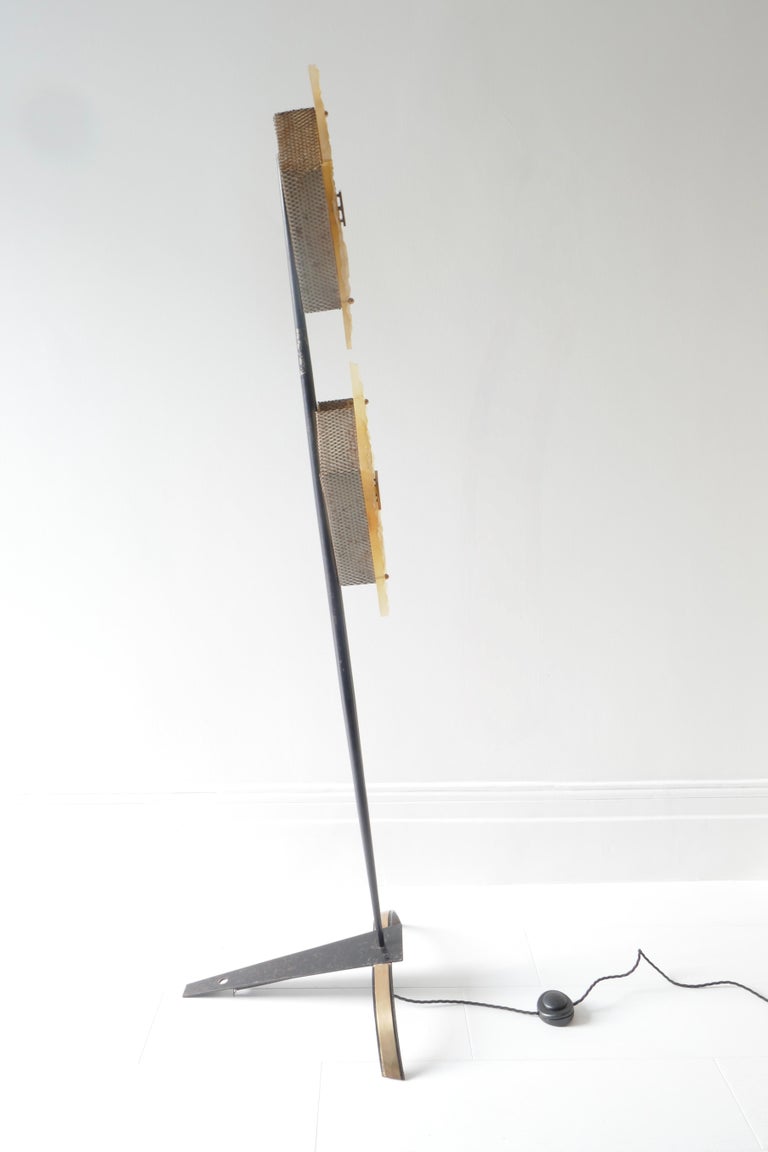 Floor Lamp Black Metal Leg and Lucite by Maison Lunel, France, 1950s For Sale 6