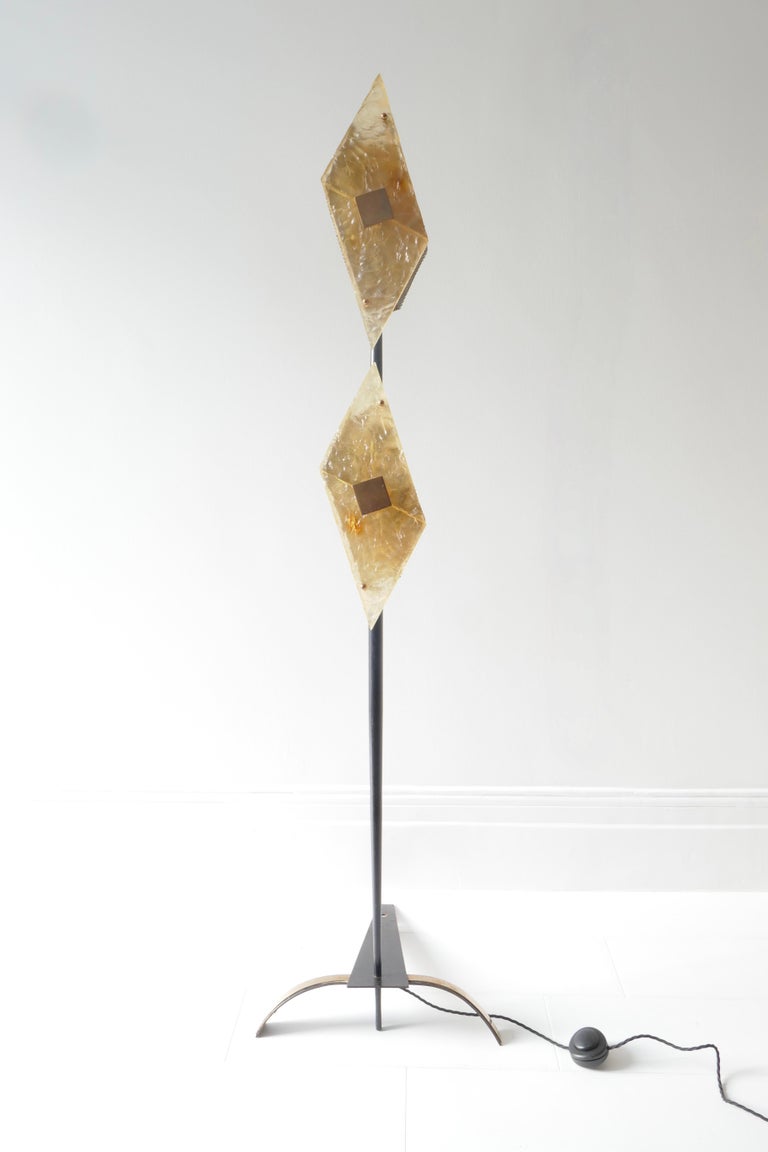 Floor Lamp Black Metal Leg and Lucite by Maison Lunel, France, 1950s For Sale 8
