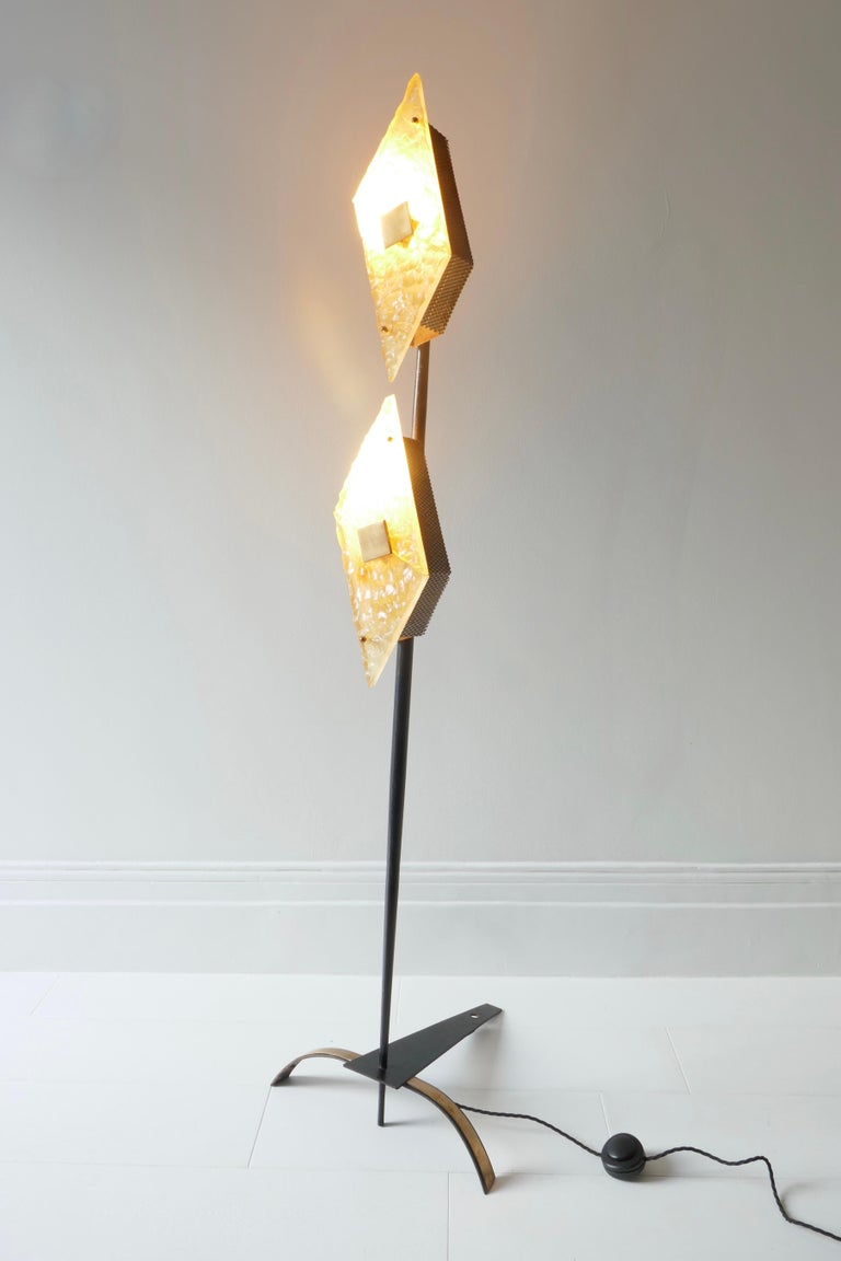 Floor Lamp Black Metal Leg and Lucite by Maison Lunel, France, 1950s For Sale 10