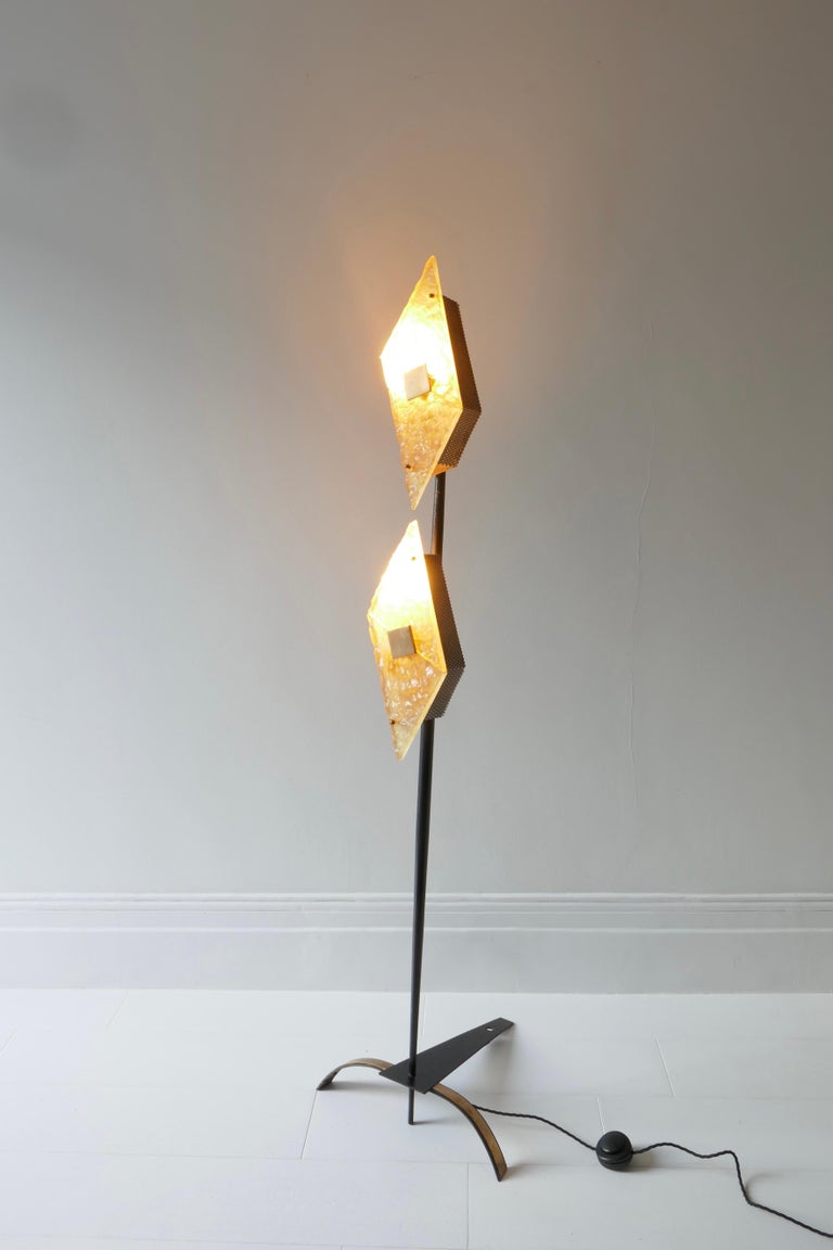 Floor Lamp Black Metal Leg and Lucite by Maison Lunel, France, 1950s For Sale 12