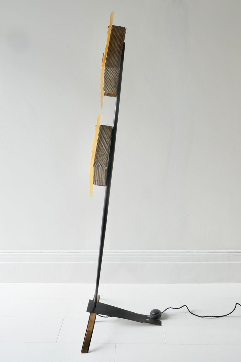 Floor Lamp Black Metal Leg and Lucite by Maison Lunel, France, 1950s For Sale 2