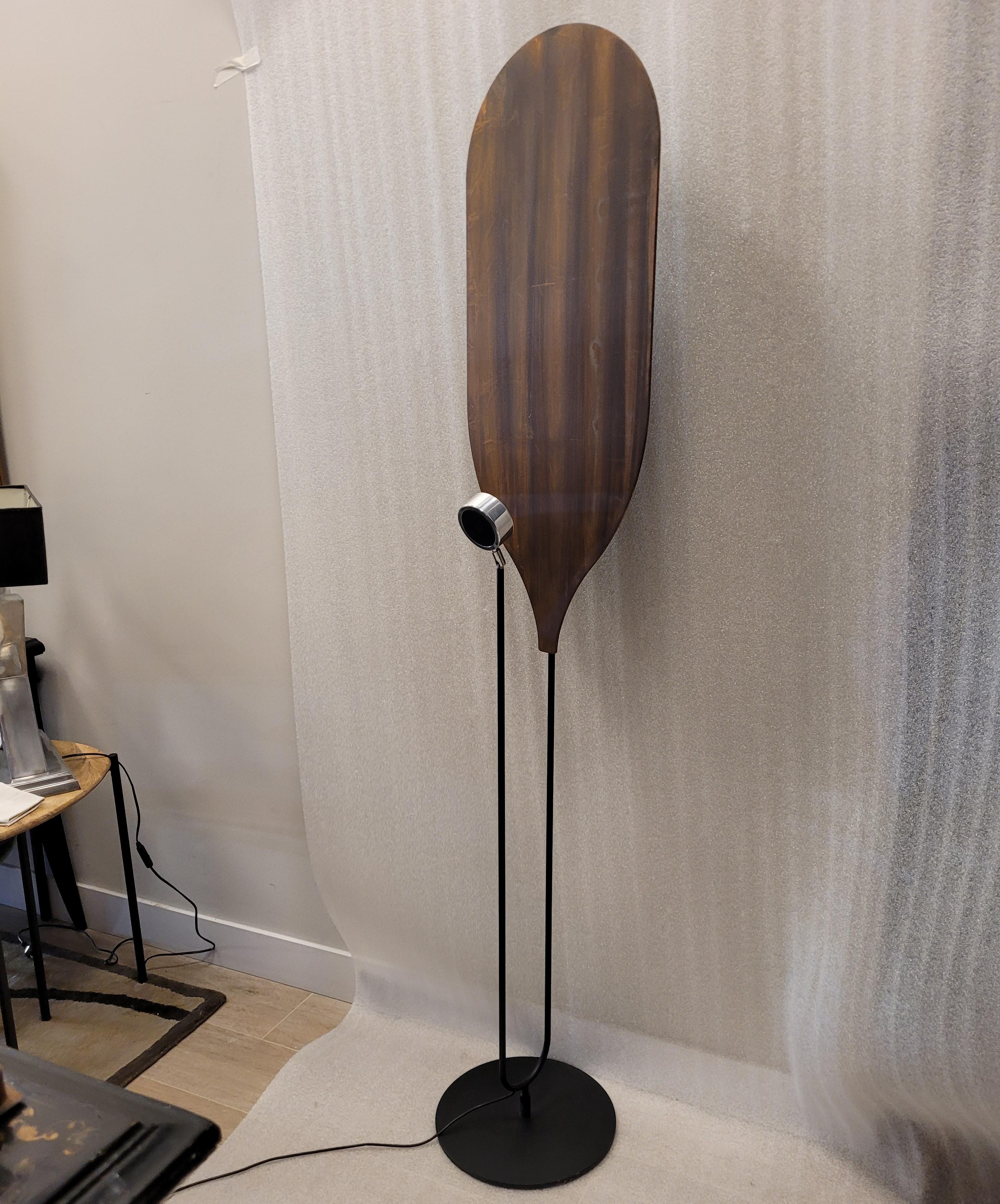 French Floor Lamp black steel and Bronze finish by Carlo Zerbaro for ROCHE BOBOIS 2010 For Sale