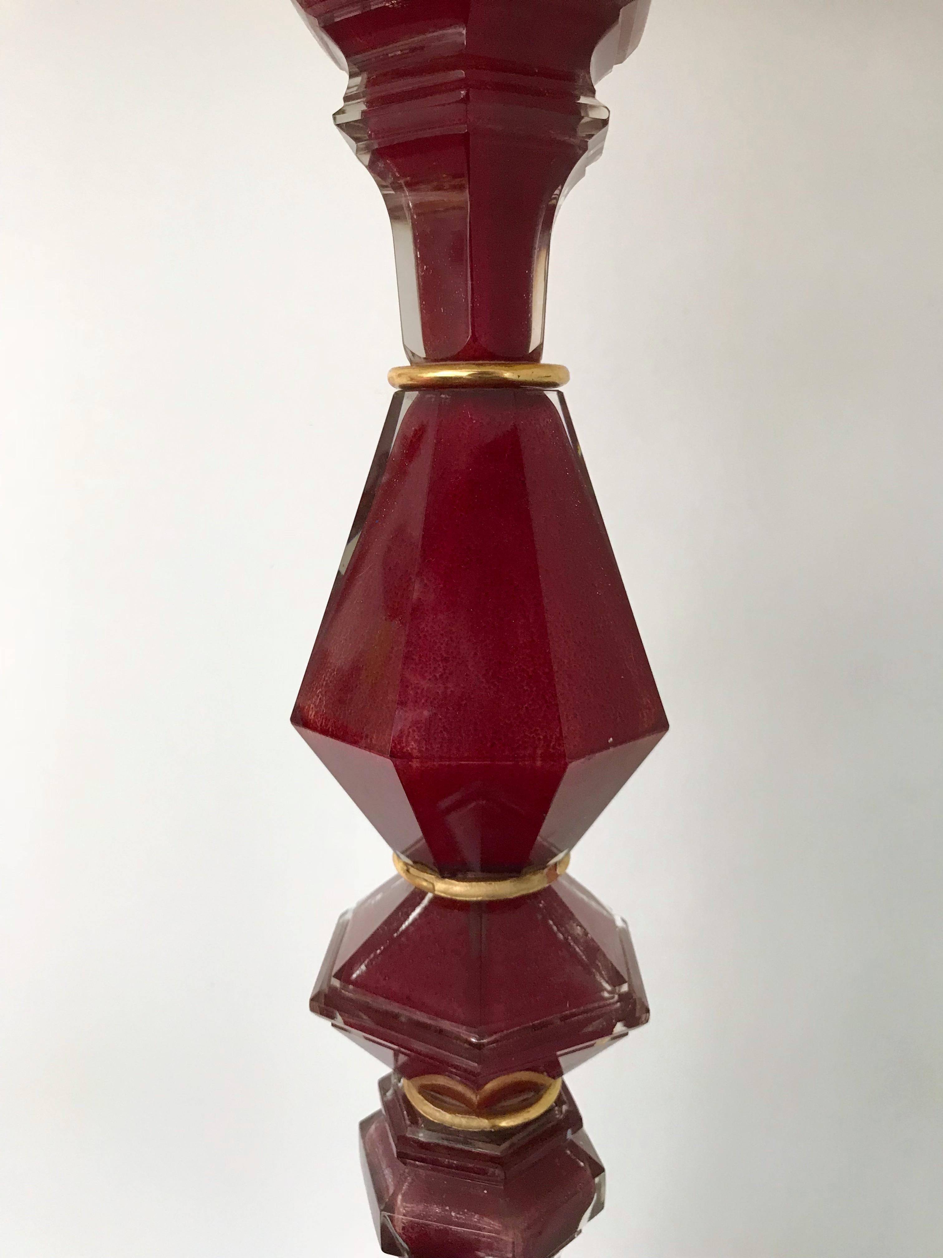 Floor Lamp Red Glass by Maison Bagues. France, 1940s 1