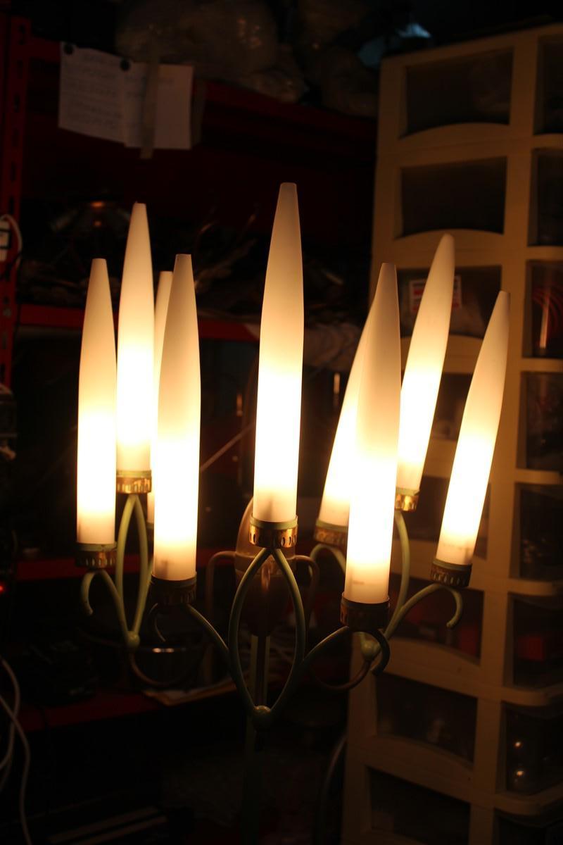 Lampadaire en laiton et laque avec verre de torpille  Arredoluce Chiarini Bruno en vente 3