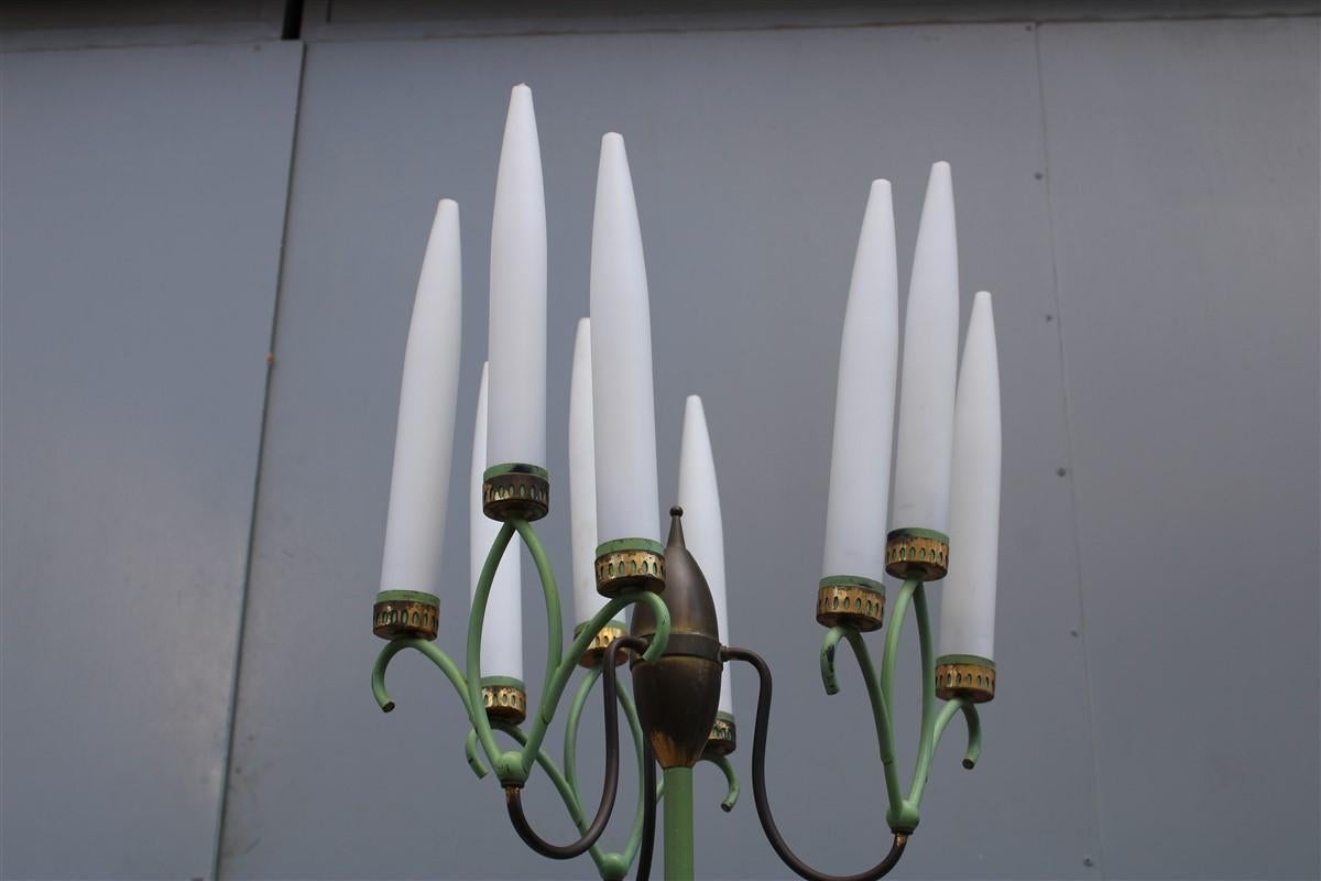Lampada da terra in ottone e lacca con vetro Torpedo  Arredoluce Bruno Chiarini in vendita 12