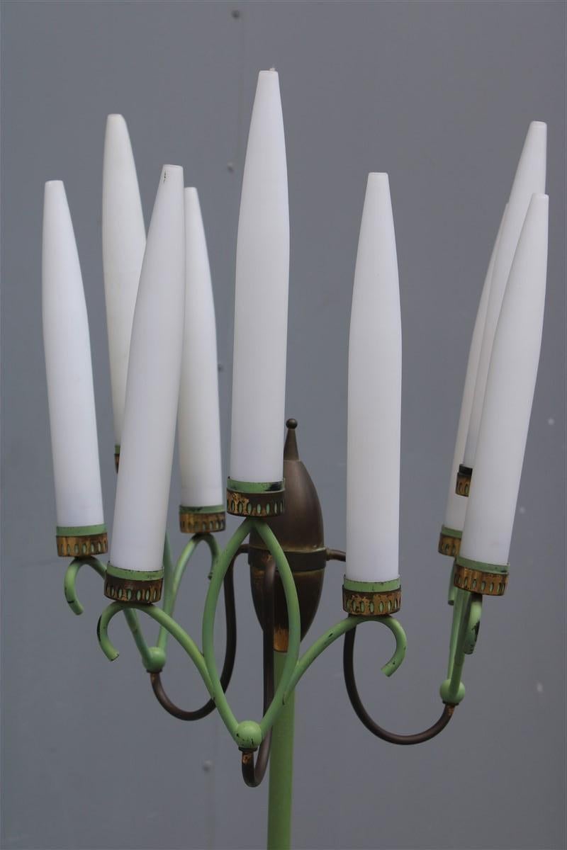 Stehlampe aus Messing und Lack mit Torpedo-Glas  Bruno, Arredoluce Chiarini, Bruno (Moderne der Mitte des Jahrhunderts) im Angebot