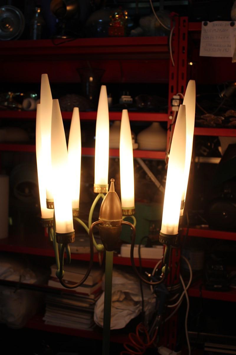 Lampada da terra in ottone e lacca con vetro Torpedo  Arredoluce Bruno Chiarini in vendita 2