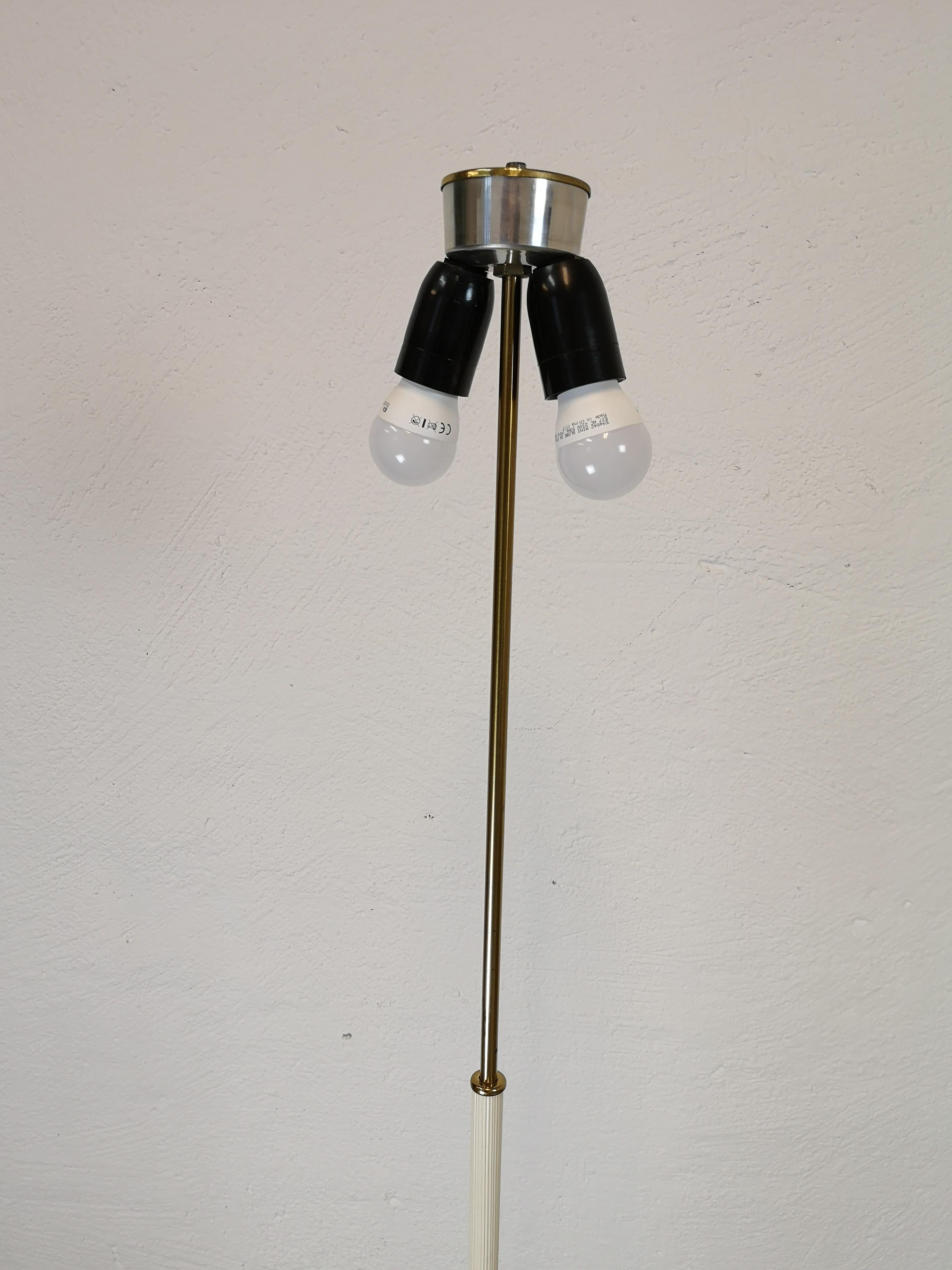 Floor Lamp Brass and Pink Cloud Shade Sweden 1970s 4