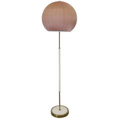 Floor Lamp Brass and Pink Cloud Shade Sweden 1970s