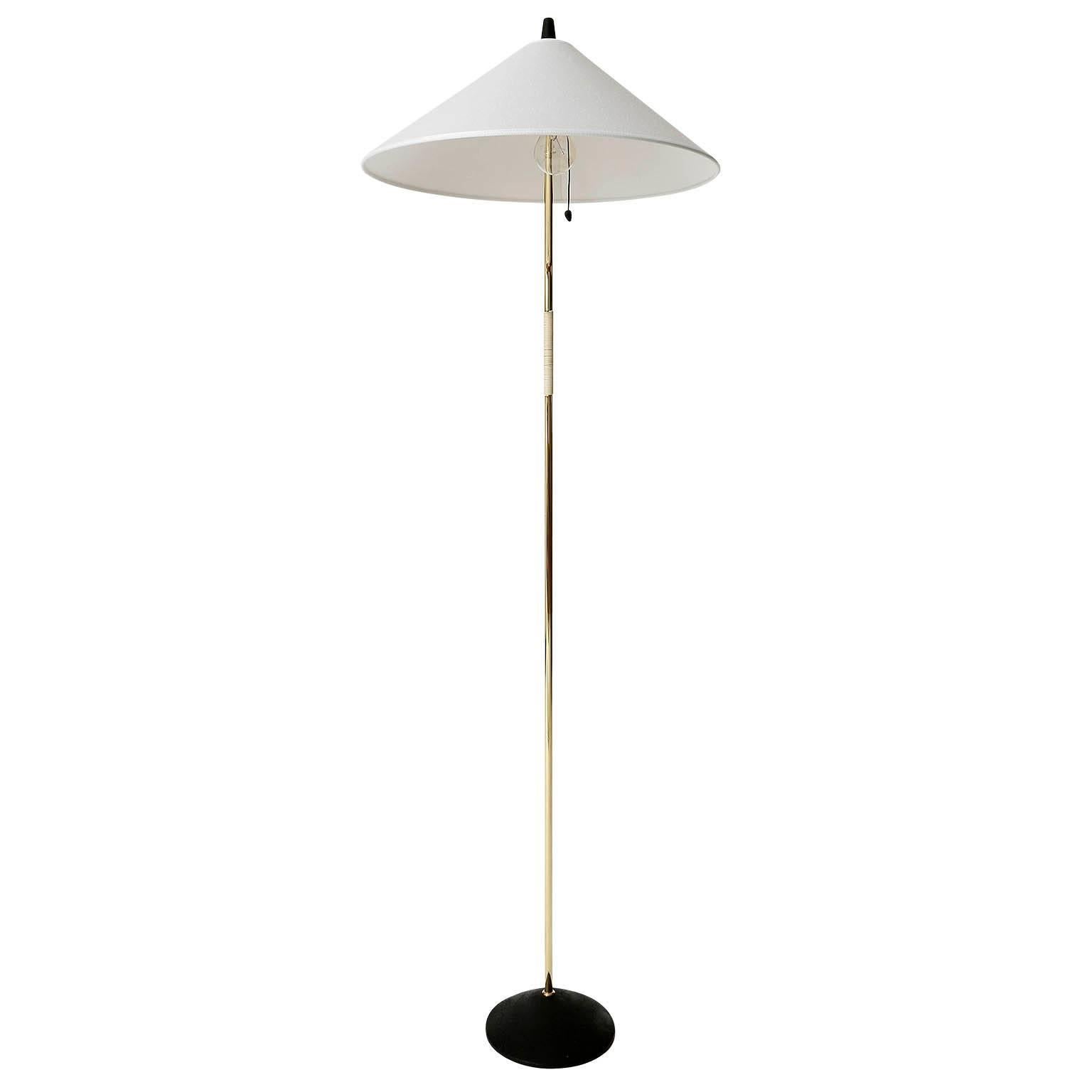 Mid-Century Modern Floor Lamp, Brass Black Cast Iron, Austria, 1960