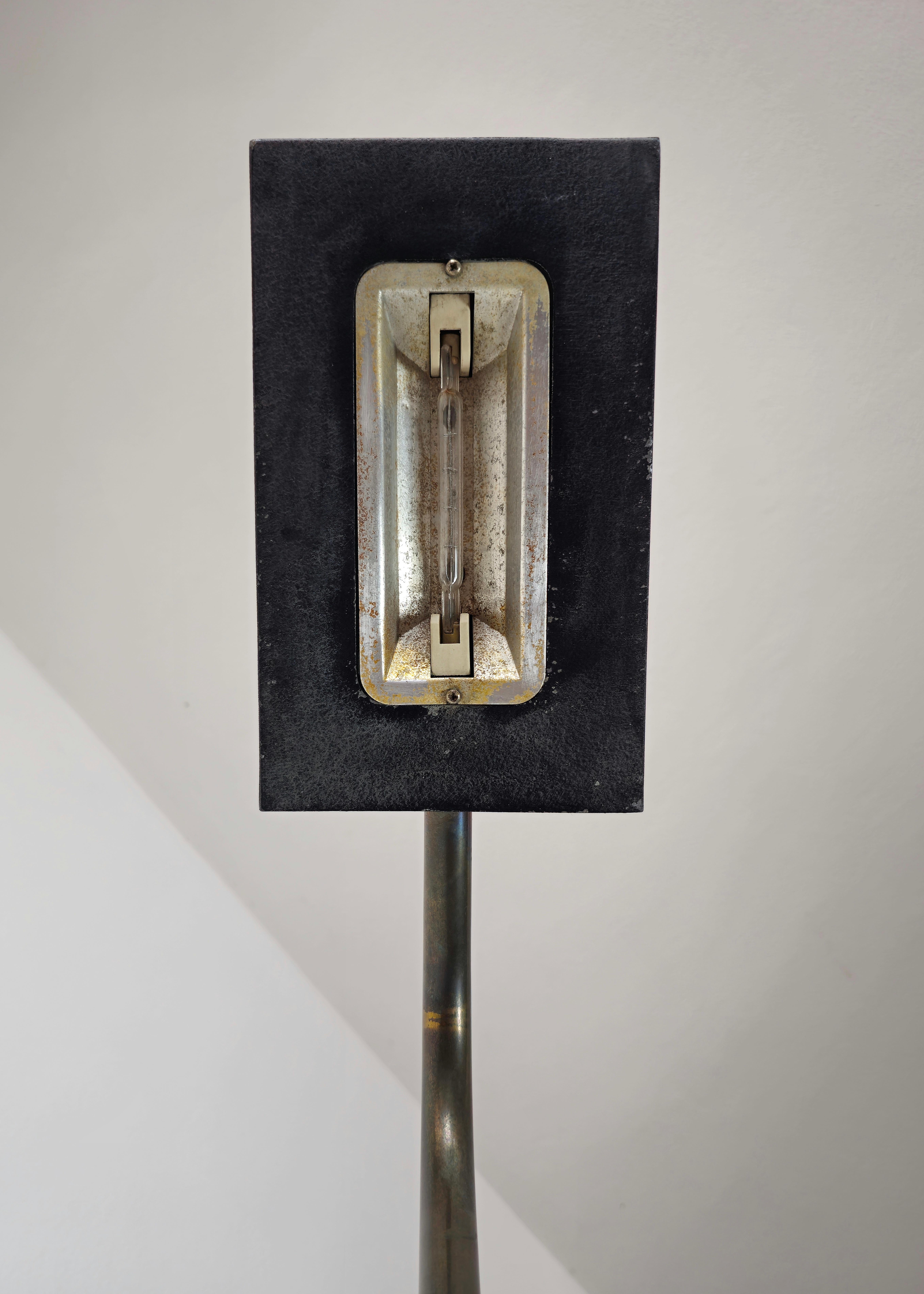 Floor Lamp Brass Black Metal Halogen Midcentury Modern Italian Design 1960s For Sale 7